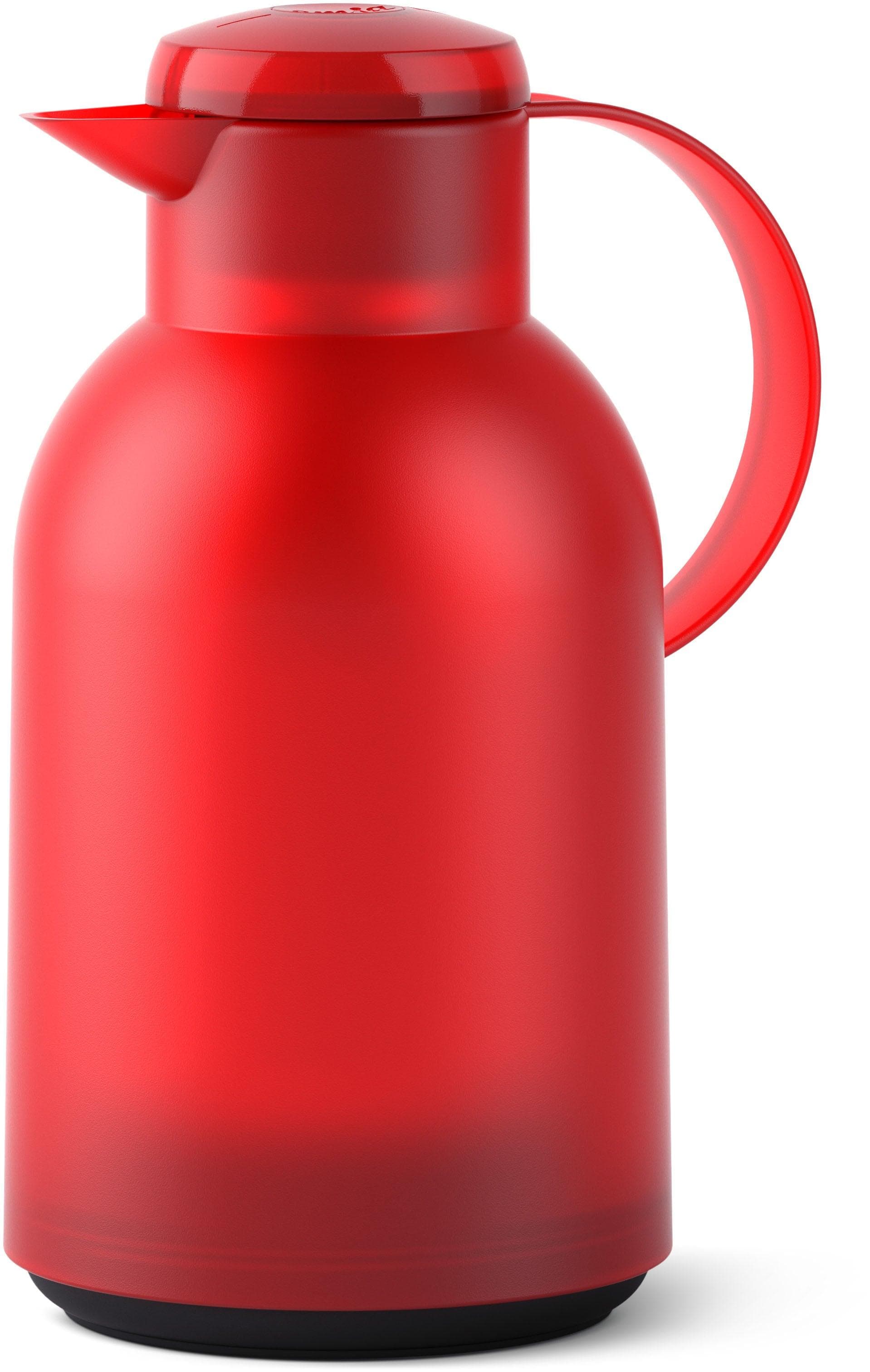 Emsa Isolierkanne Samba Rot Kunststoff 1,5 L 100% dicht Glaskolben