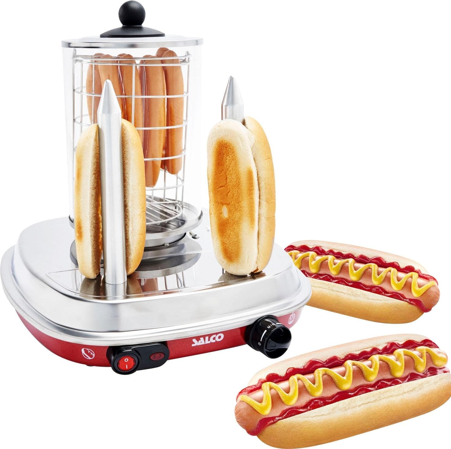 Hotdog-Maker in rot und silberfarben