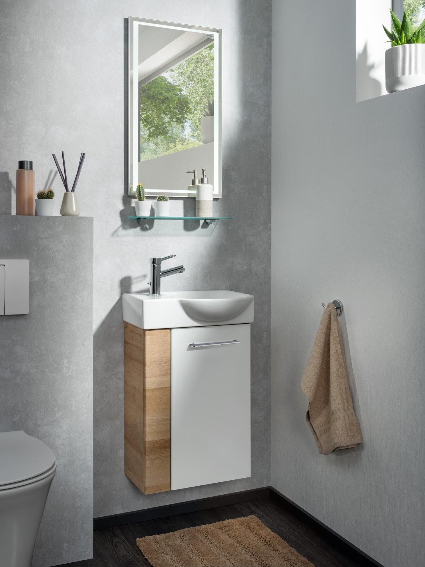 Waschbeckenunterschrank Fackelmann SBC weiß Ast-Eiche