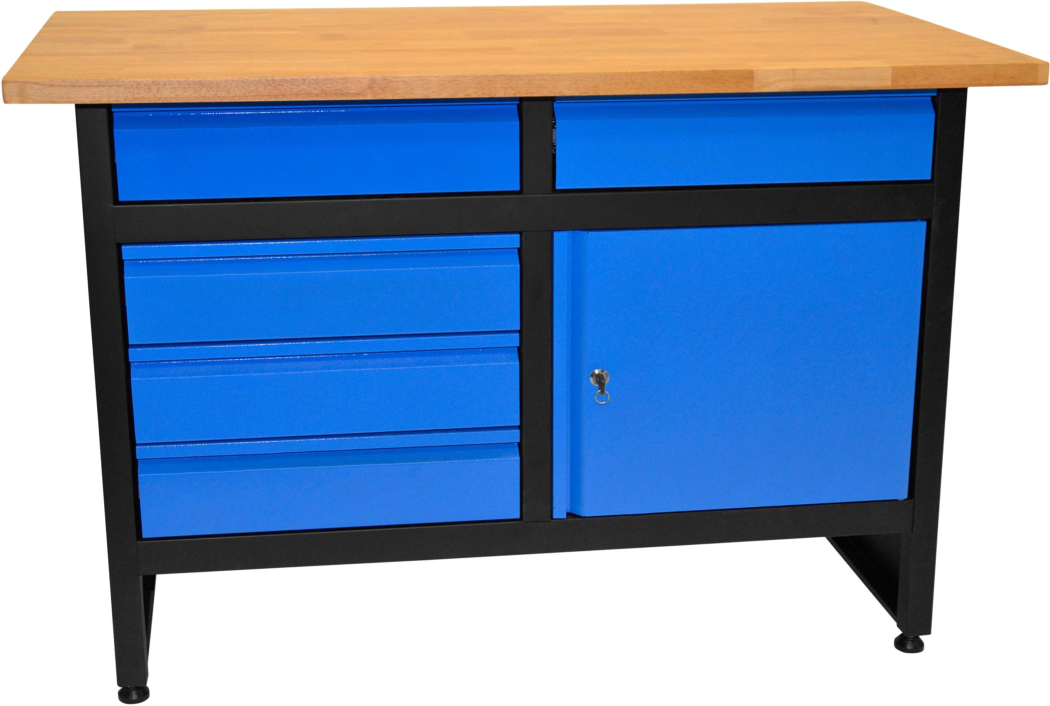 GÜDE Werkbank GW 5/1 Blau/Schwarz mit 5 Schubladen