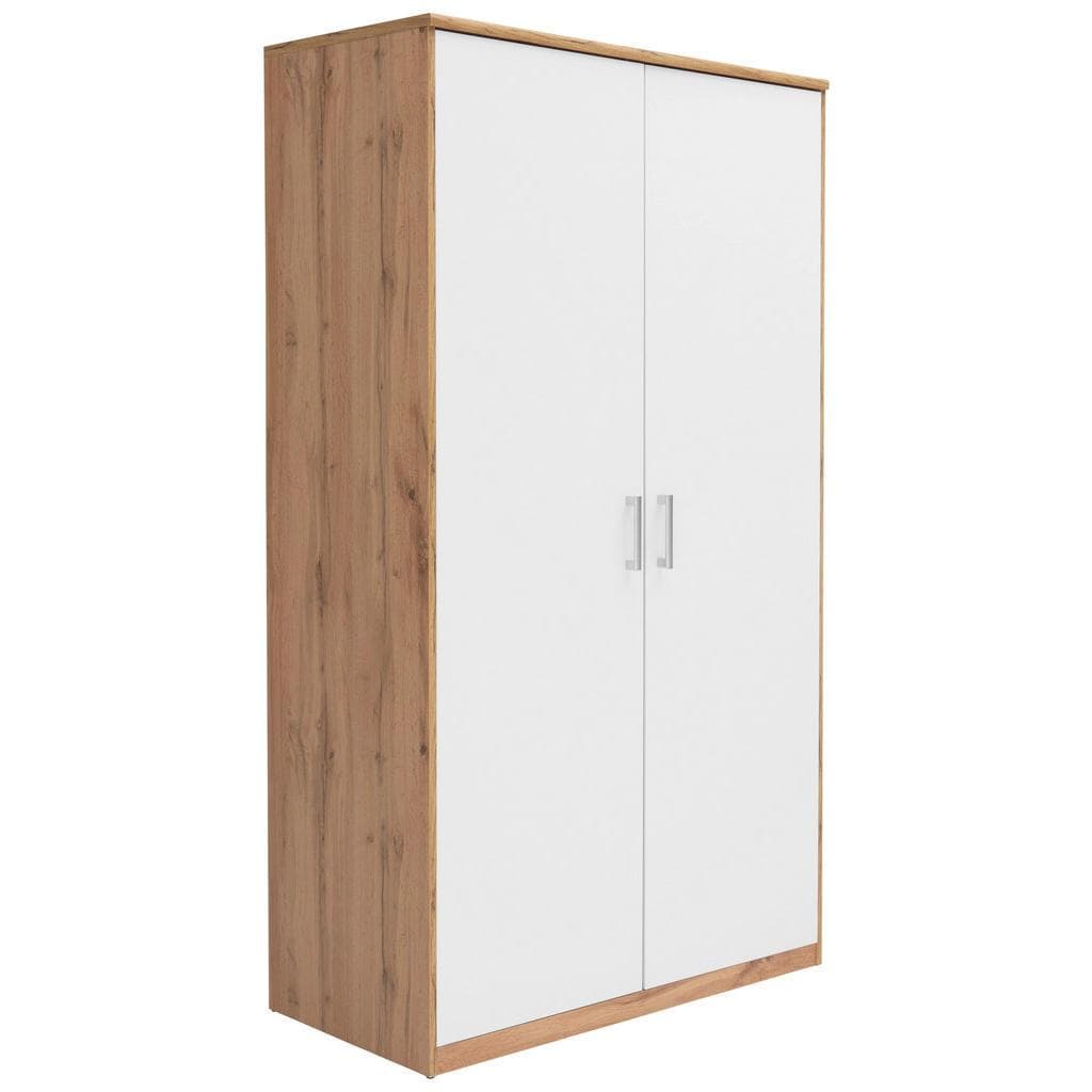 Xora Drehtürenschrank Weiß Eiche Wotan 106x194x54 cm