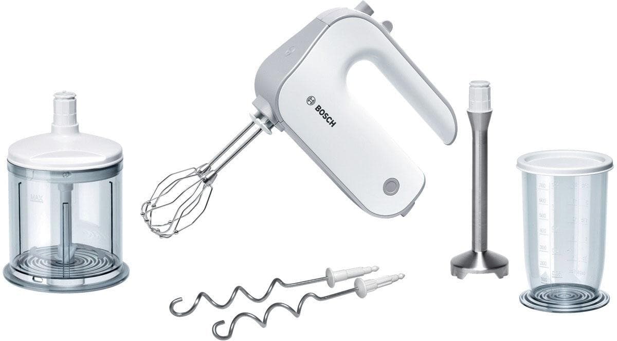 Handmixer-Set Modern Weiß/Silber Edelstahl