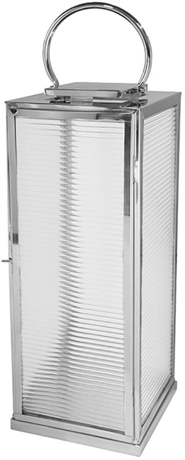 Fink Kerzenlaterne MALAGA - Silberfarbene Edelstahl-Glas Laterne für Innen und Außen