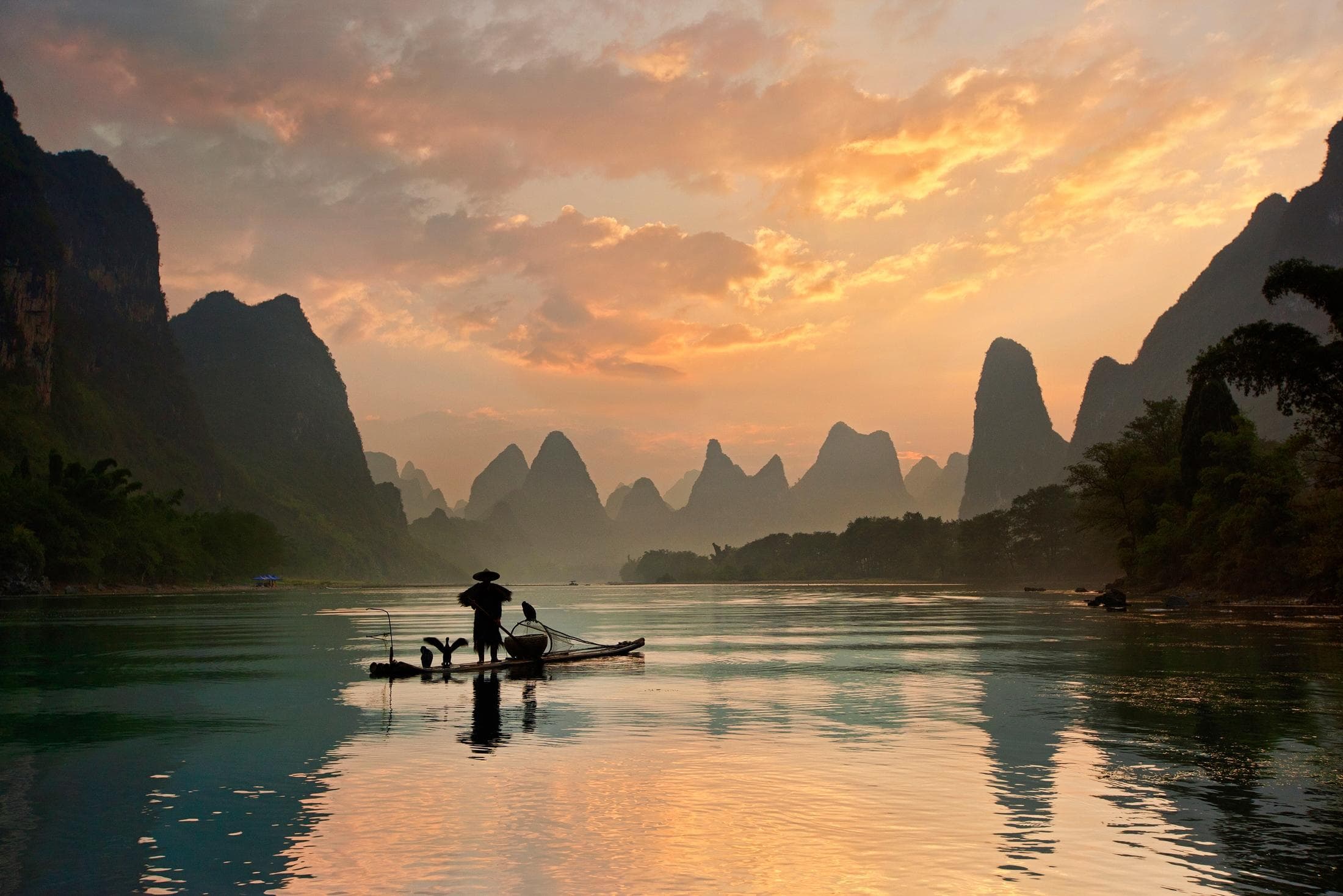 PAPERMOON Fototapete Golden Li River Vlies Bunt