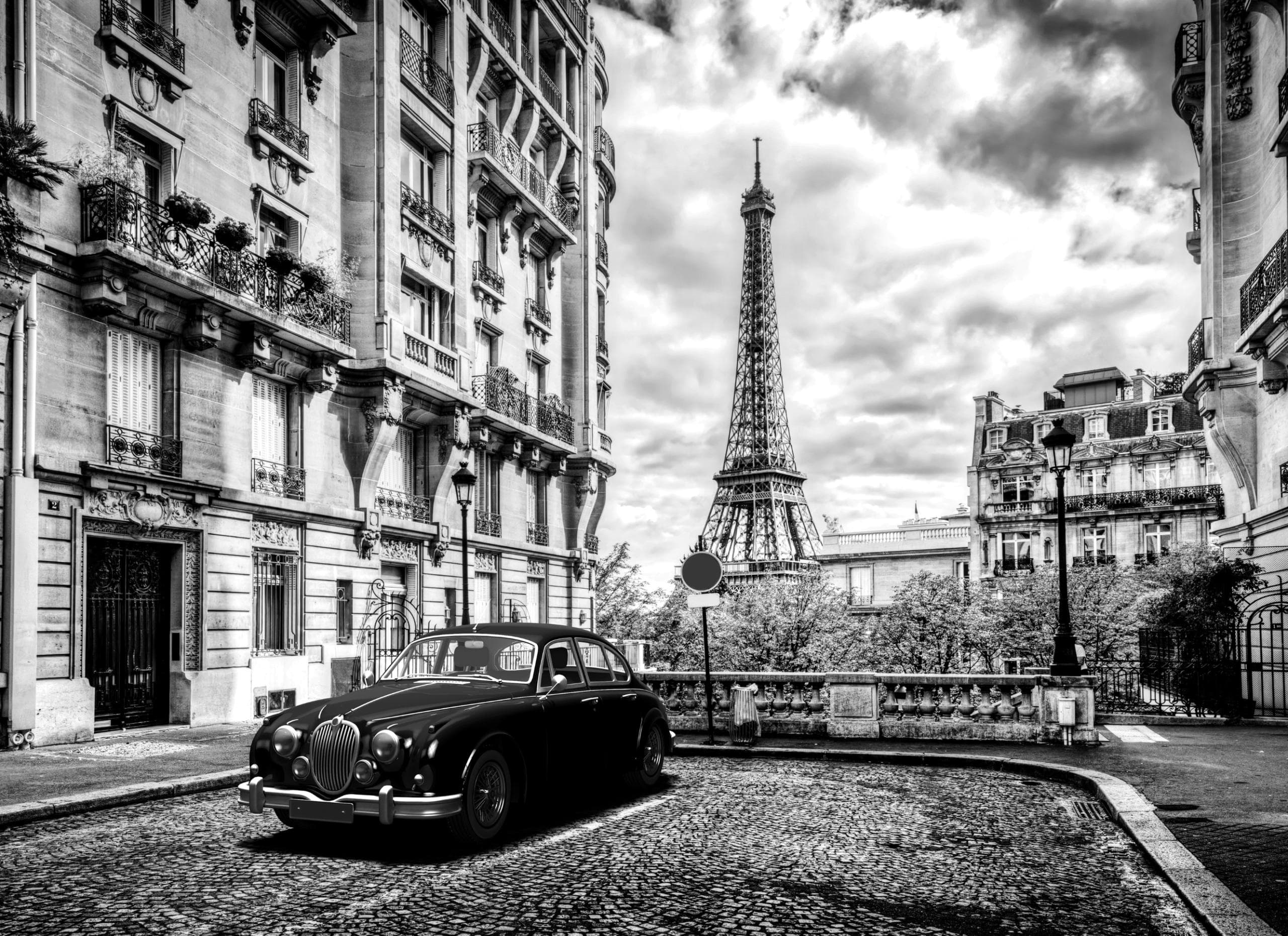 PAPERMOON Fototapete Paris Schwarz & Weiß Vlies