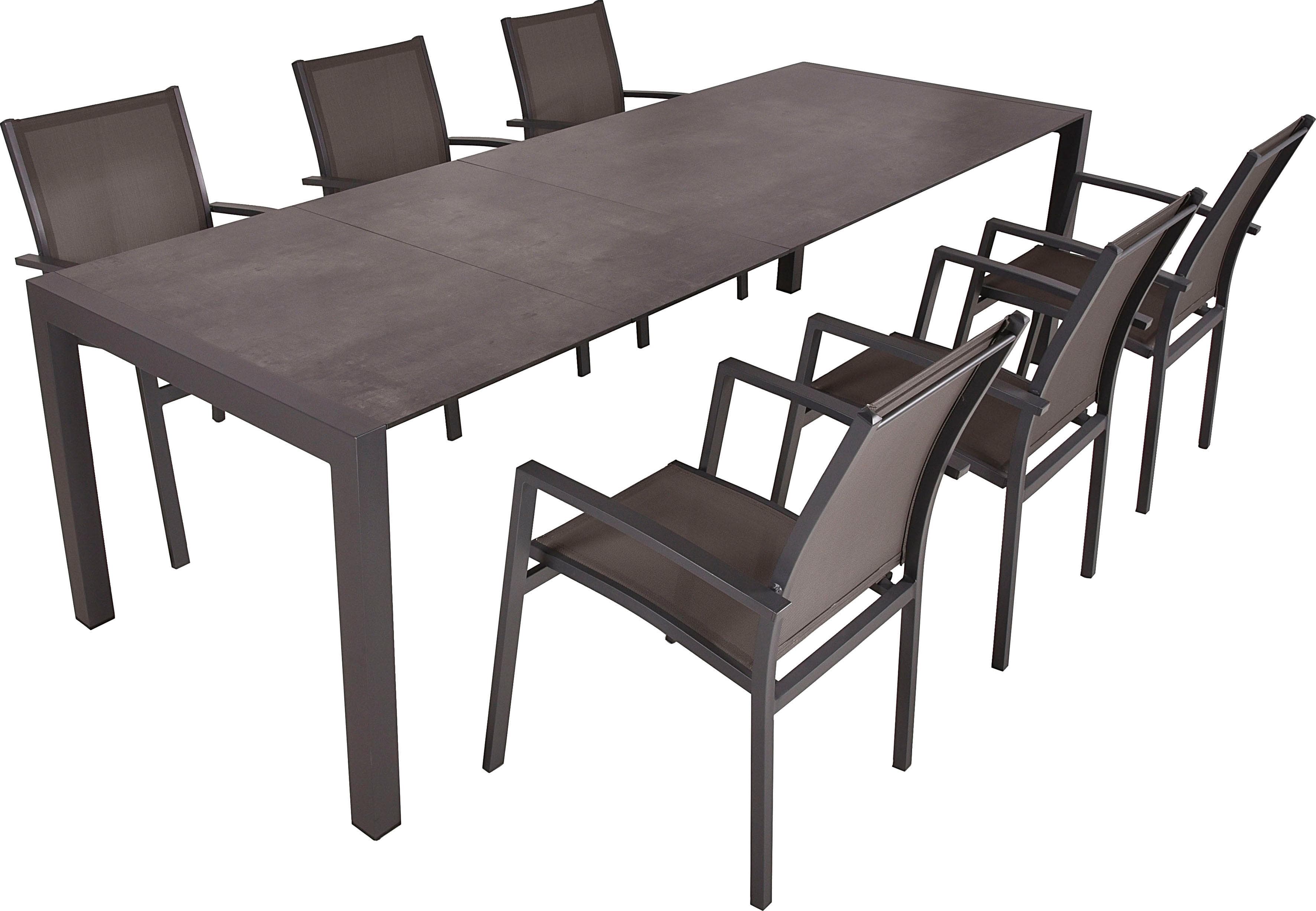 Garden Pleasure Garten-Essgruppe, 7tlg. Garten Tischgruppe Sitzgruppe Stapelstuhl Stuhl Aluminium