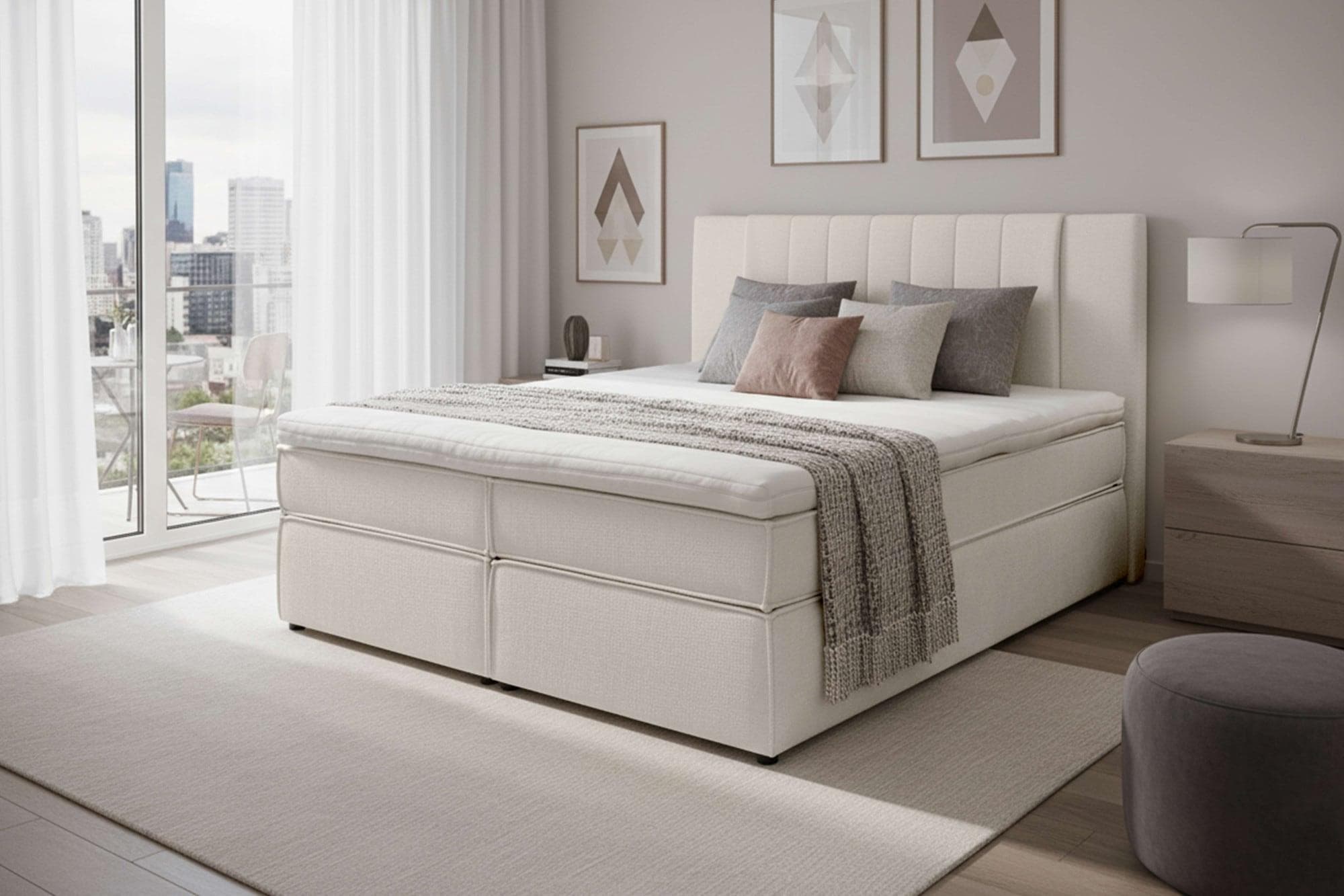 Boxspringbett HOME AFFAIRE Bellissimo taupe mit Topper