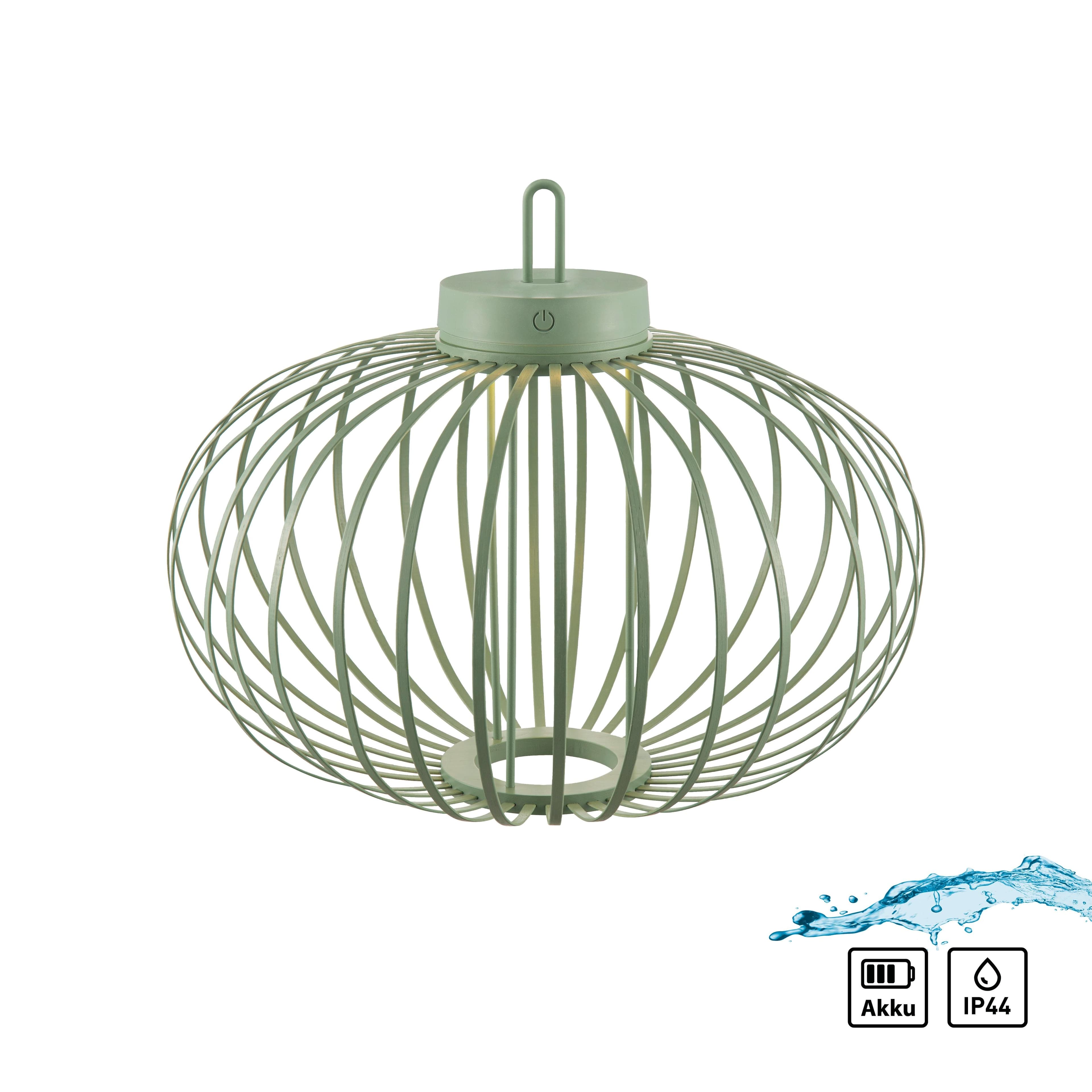 JUST LIGHT Pendelleuchte AKUBA Grün Bambus LED Akku Laterne