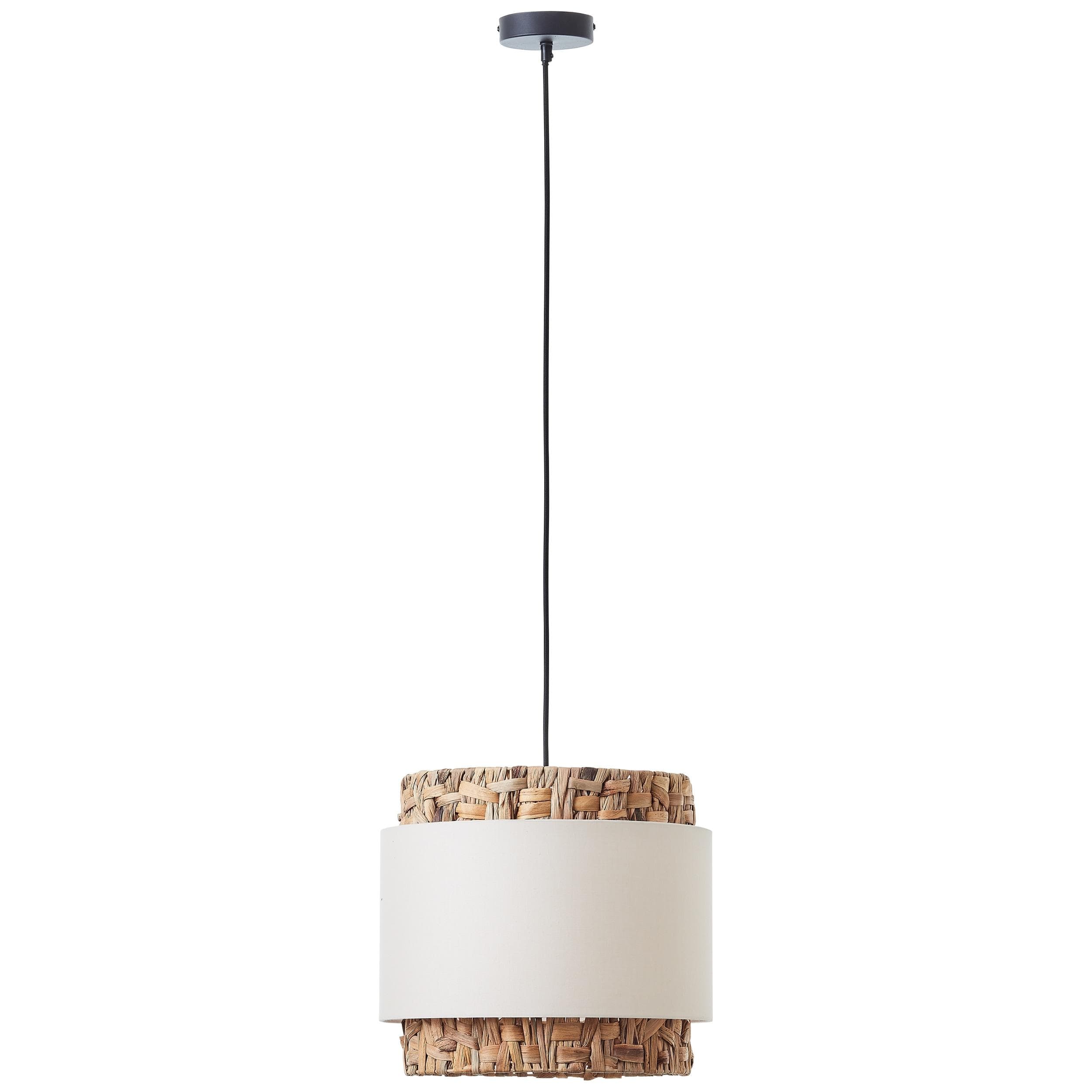 Brilliant Waterlilly Pendelleuchte Schwarz/Natur/Weiß Textil/Wasserhyazinthe