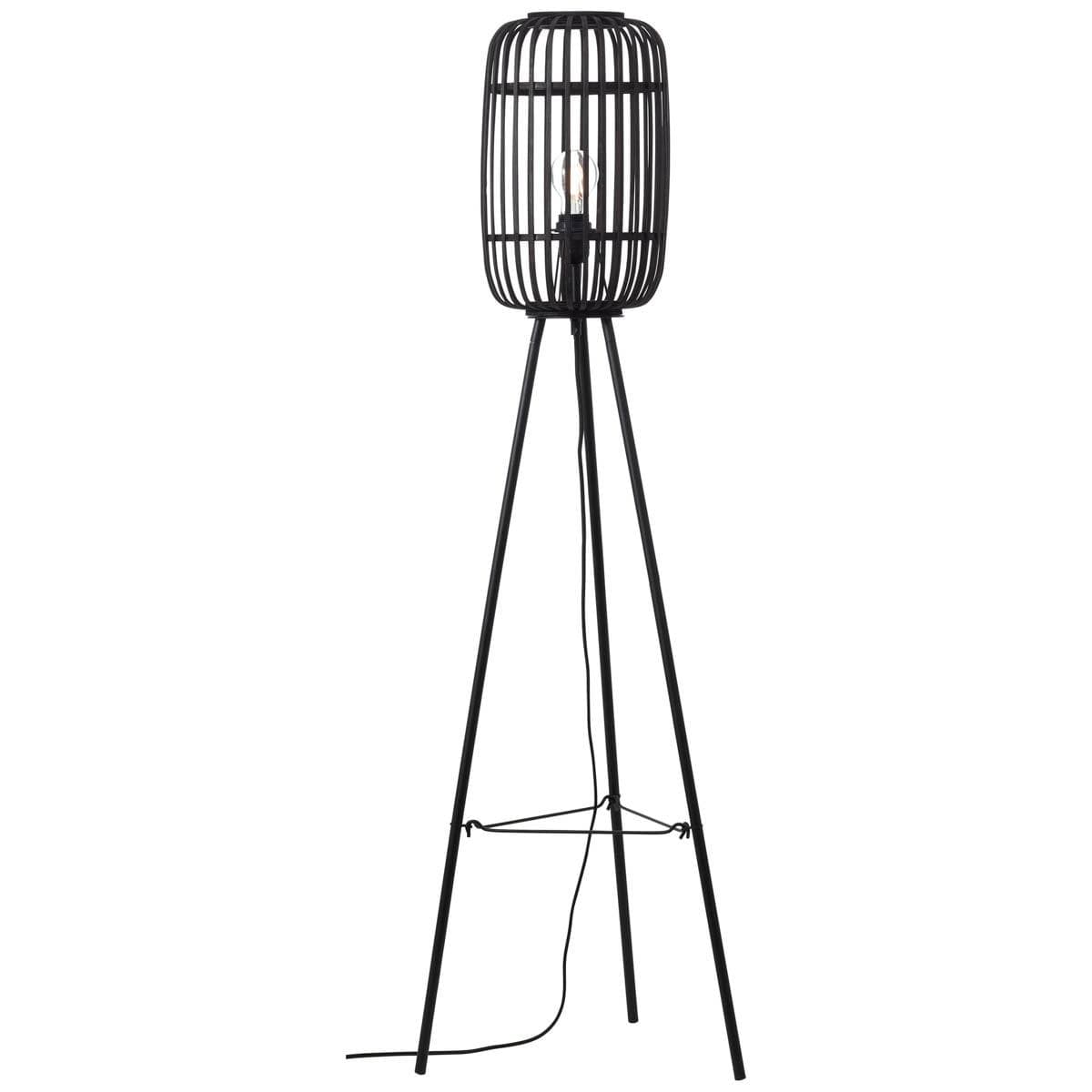 BRILLIANT Woodrow Stehlampe Bambus Schwarz/Braun