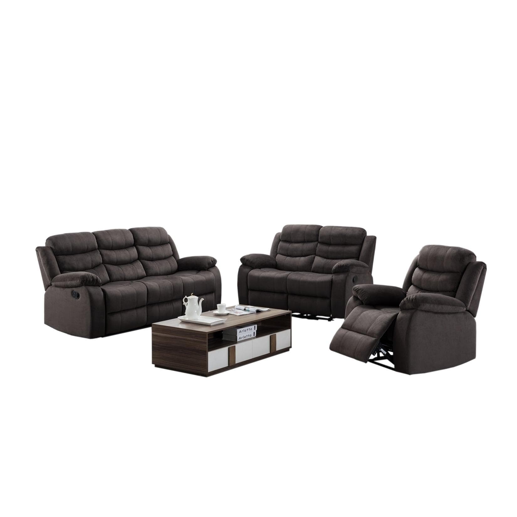 HTI-Living Polstergarnitur 3 Sitzer 2 Sitzer Sessel Kirwall, (Set, 3-tlg., 1x Sofa, 1x Zweisitzer, 1x Sessel), Couch Sessel mit Fußstütze
