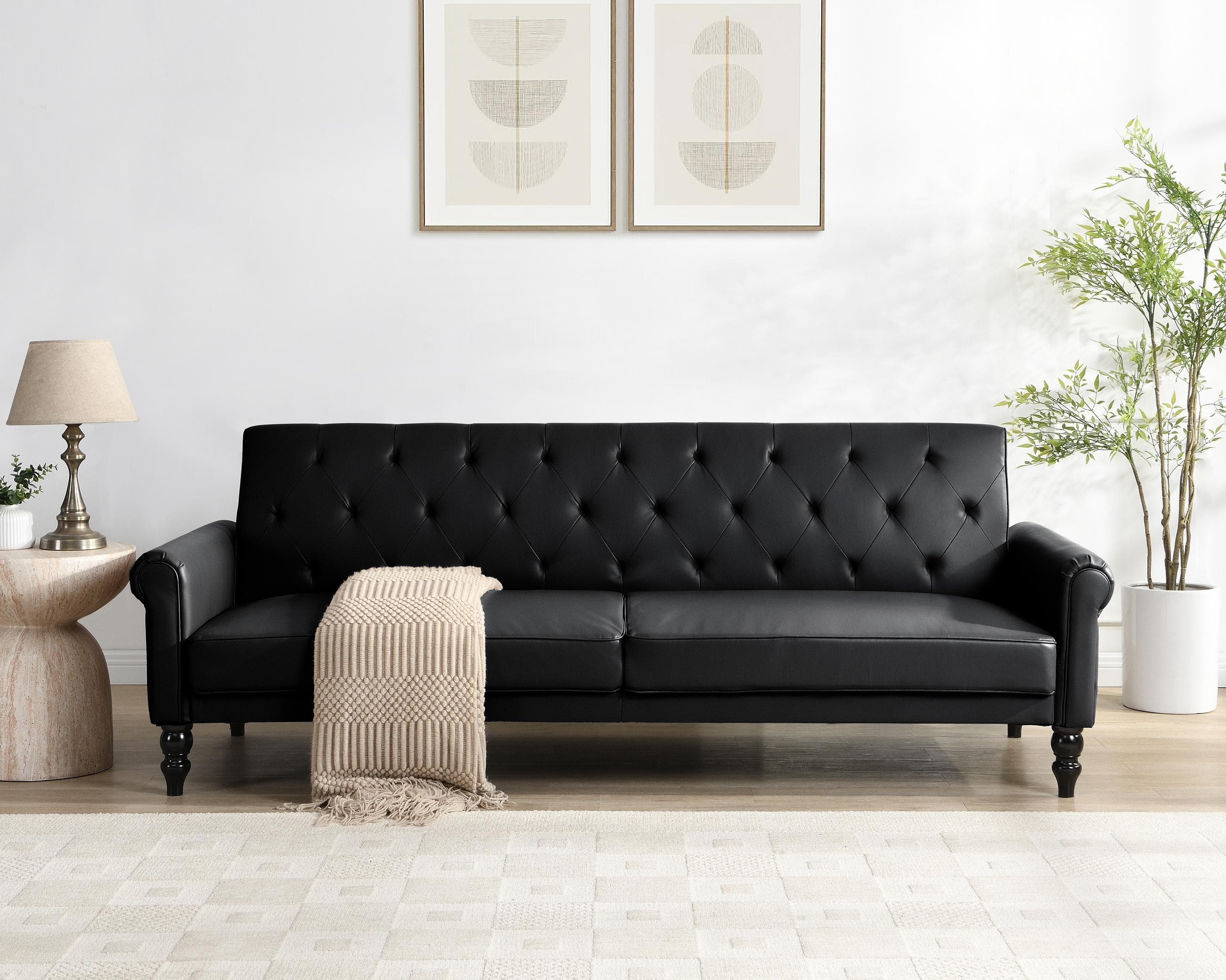 Schlafsofa DOREL HOME Tyne Schwarz mit ausziehbarer Liegefläche