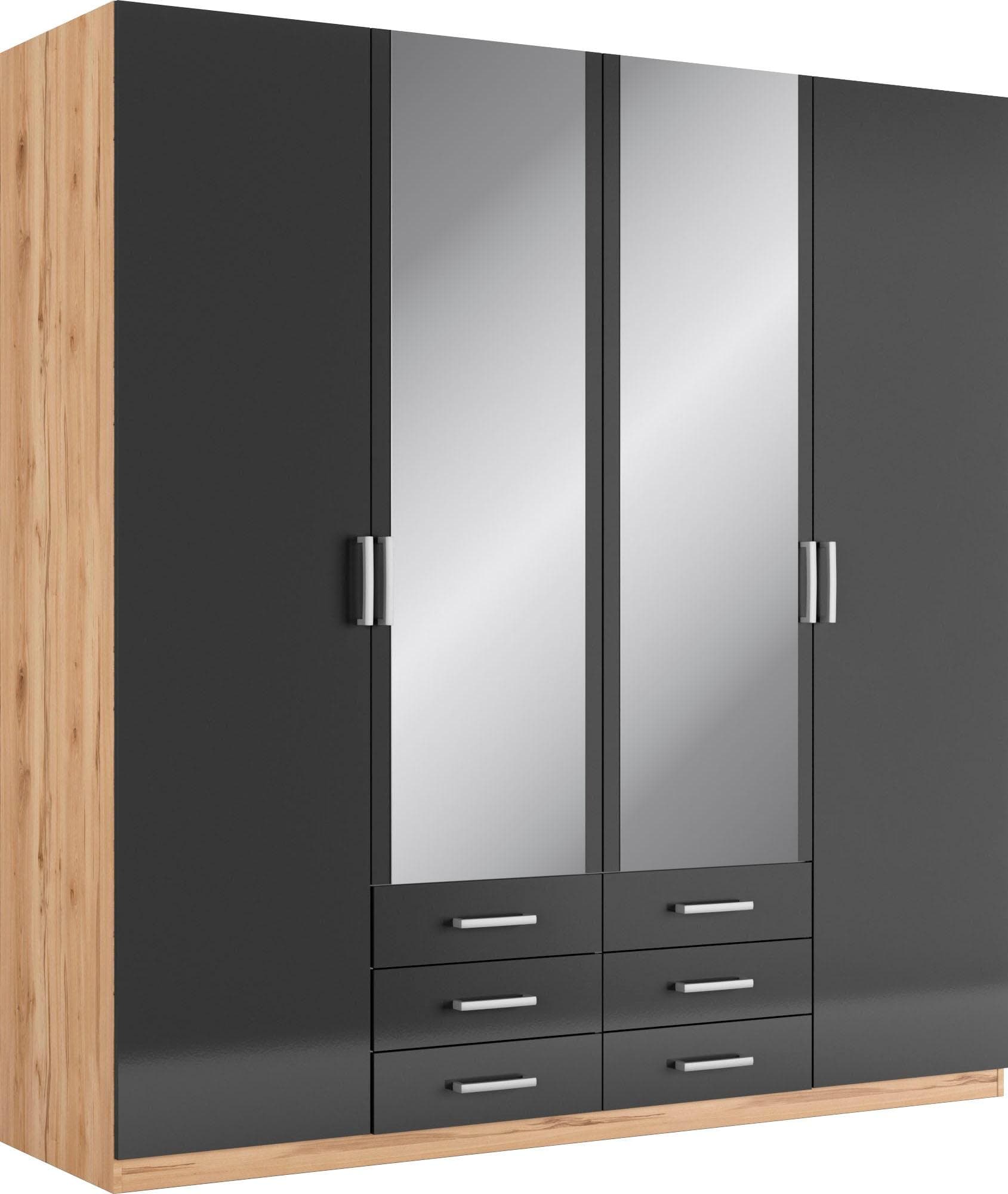 Kleiderschrank PRIESS Amsterdam Schwarz mit LED-Beleuchtung