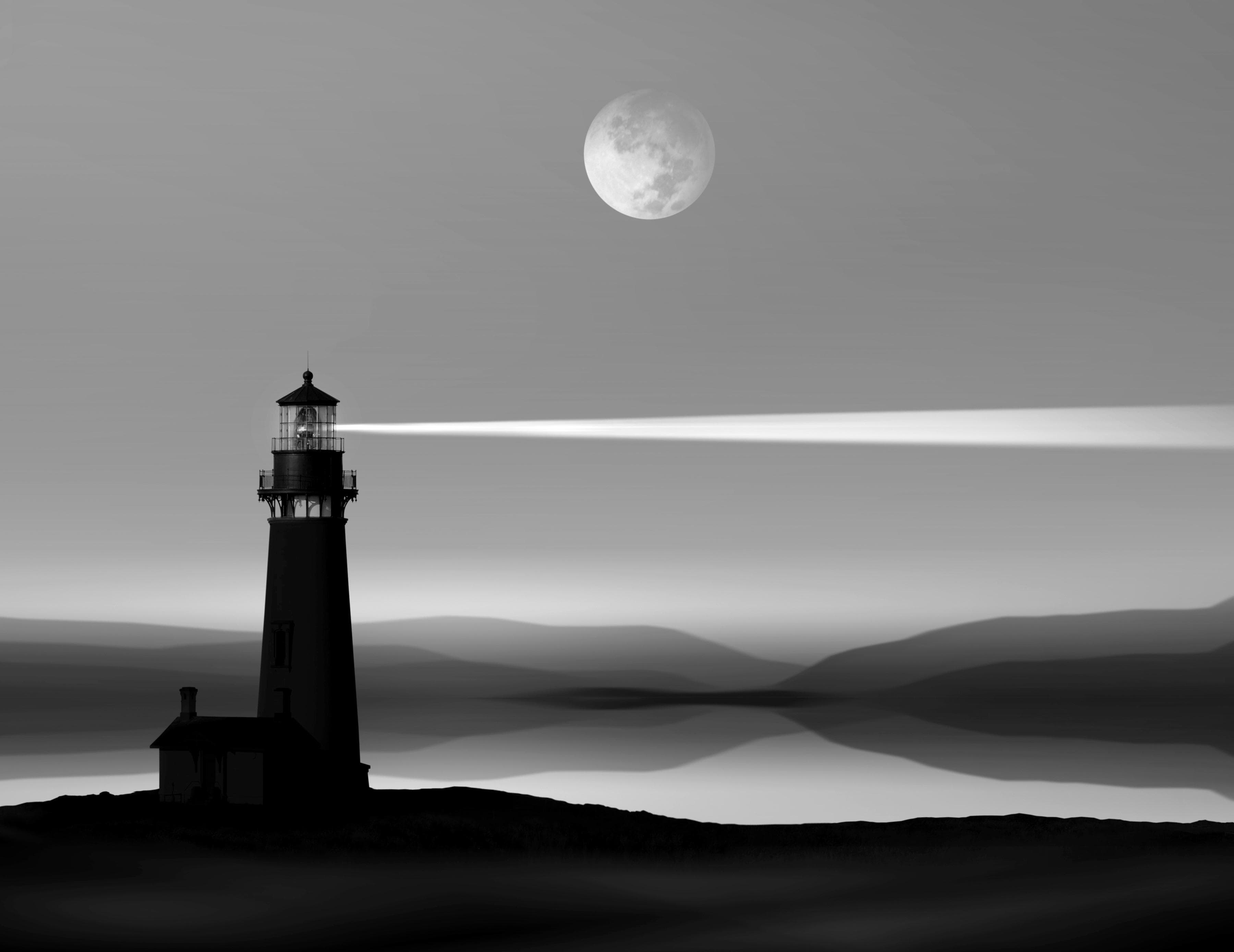 PAPERMOON Fototapete Leuchtturm Schwarz Weiß Vlies