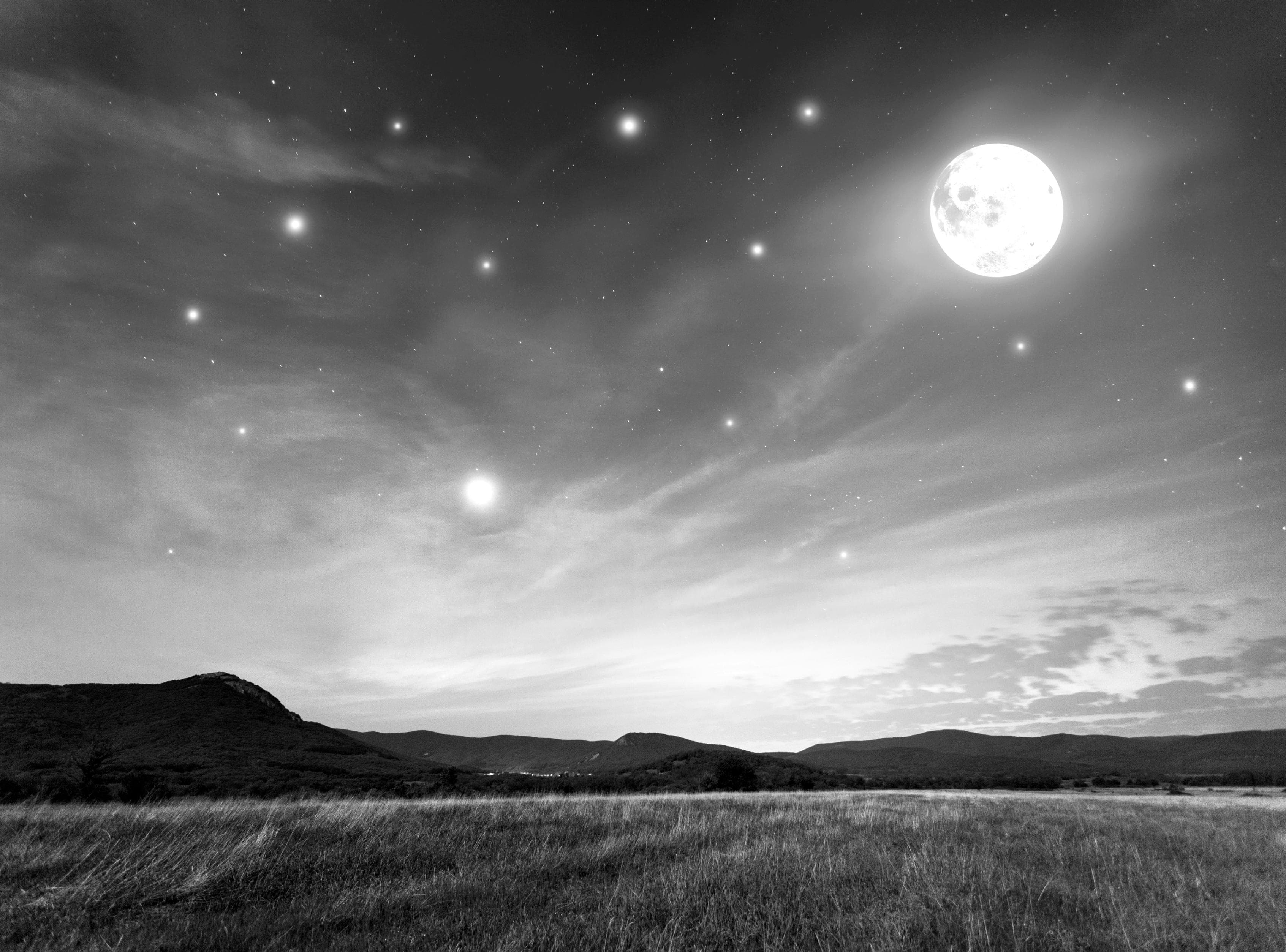 PAPERMOON Fototapete Nachthimmel Schwarz Weiß Vlies