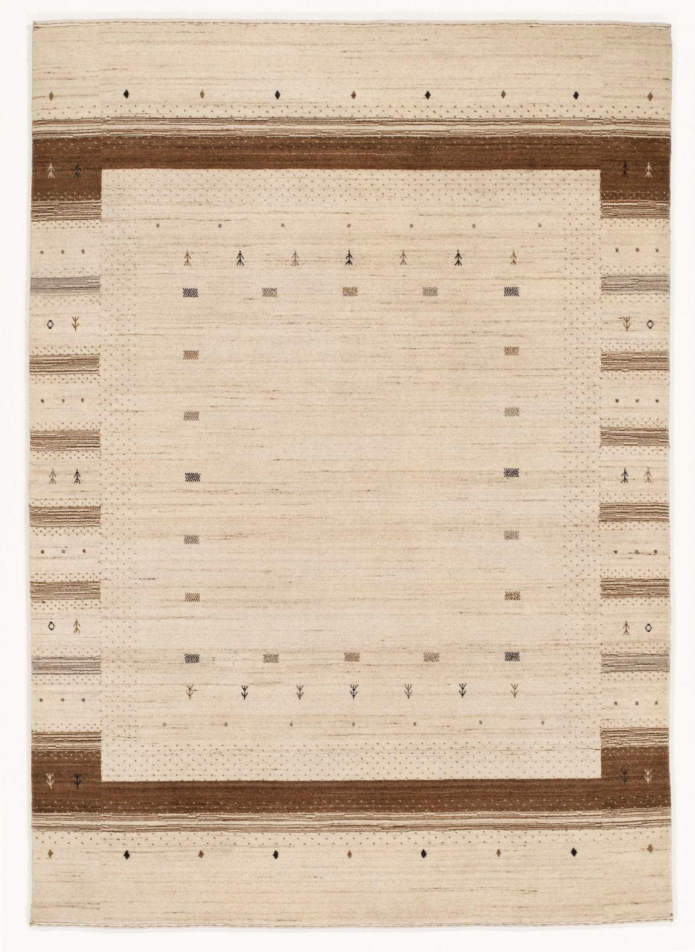 Wollteppich Loriba Avalon Braun Creme Handgeknüpft