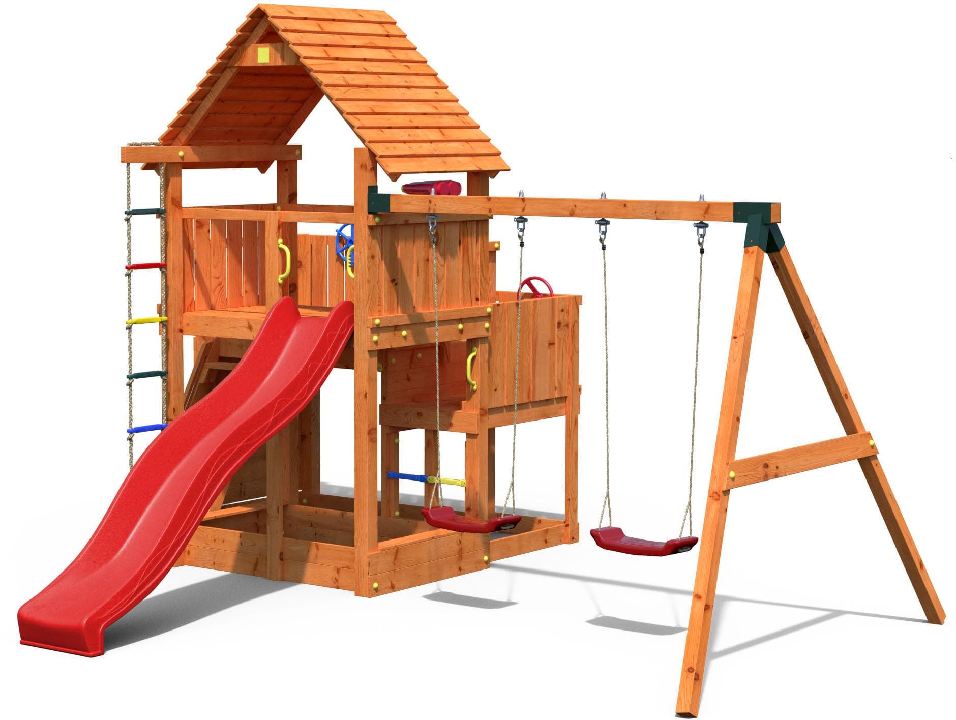 FUNGOO BIG LEADER MOVE RED Spielturm mit Rutsche und Schaukel