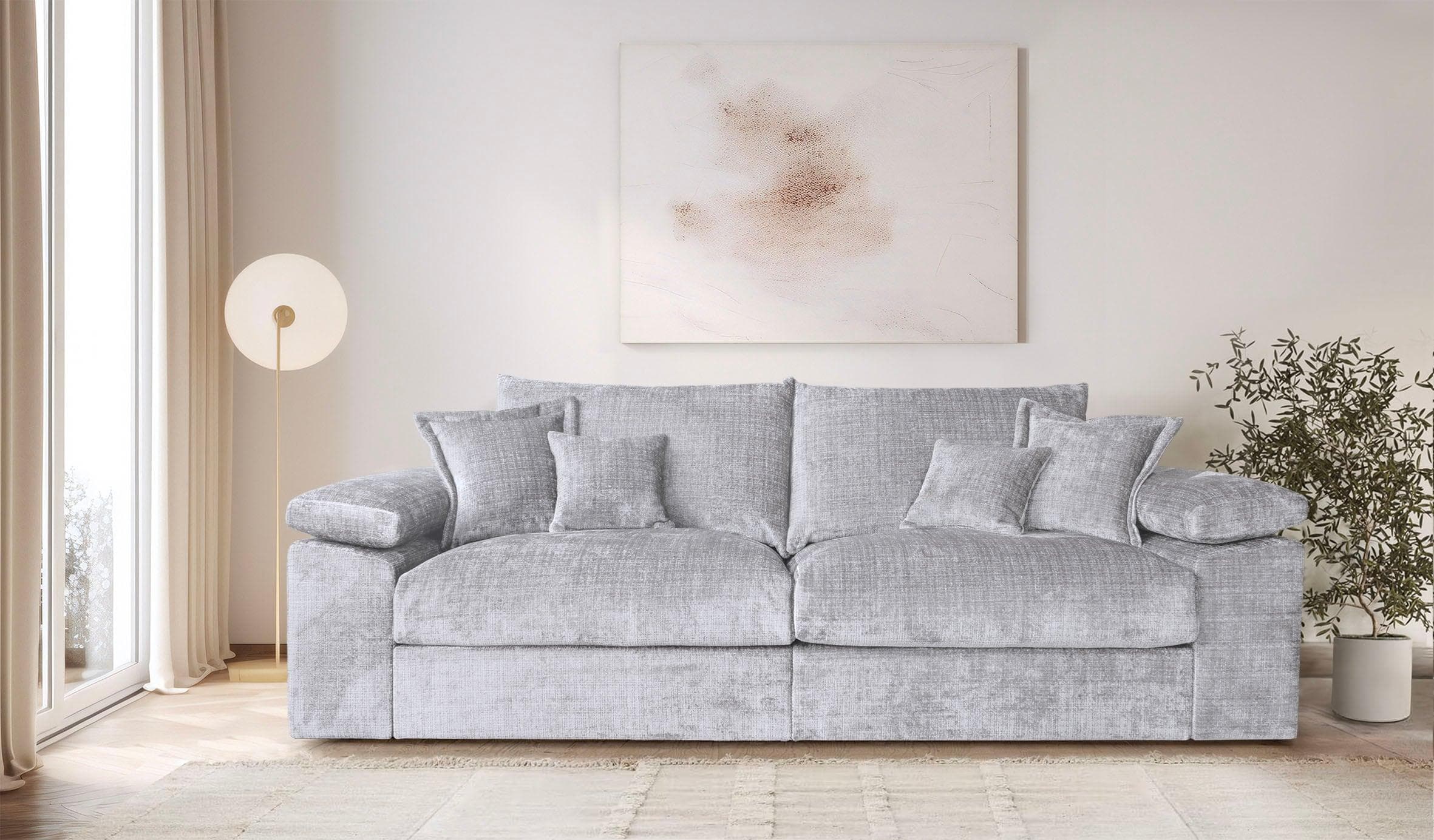 HOME AFFAIRE Big-Sofa Soft&Cosy XL Hellgrau Chenille