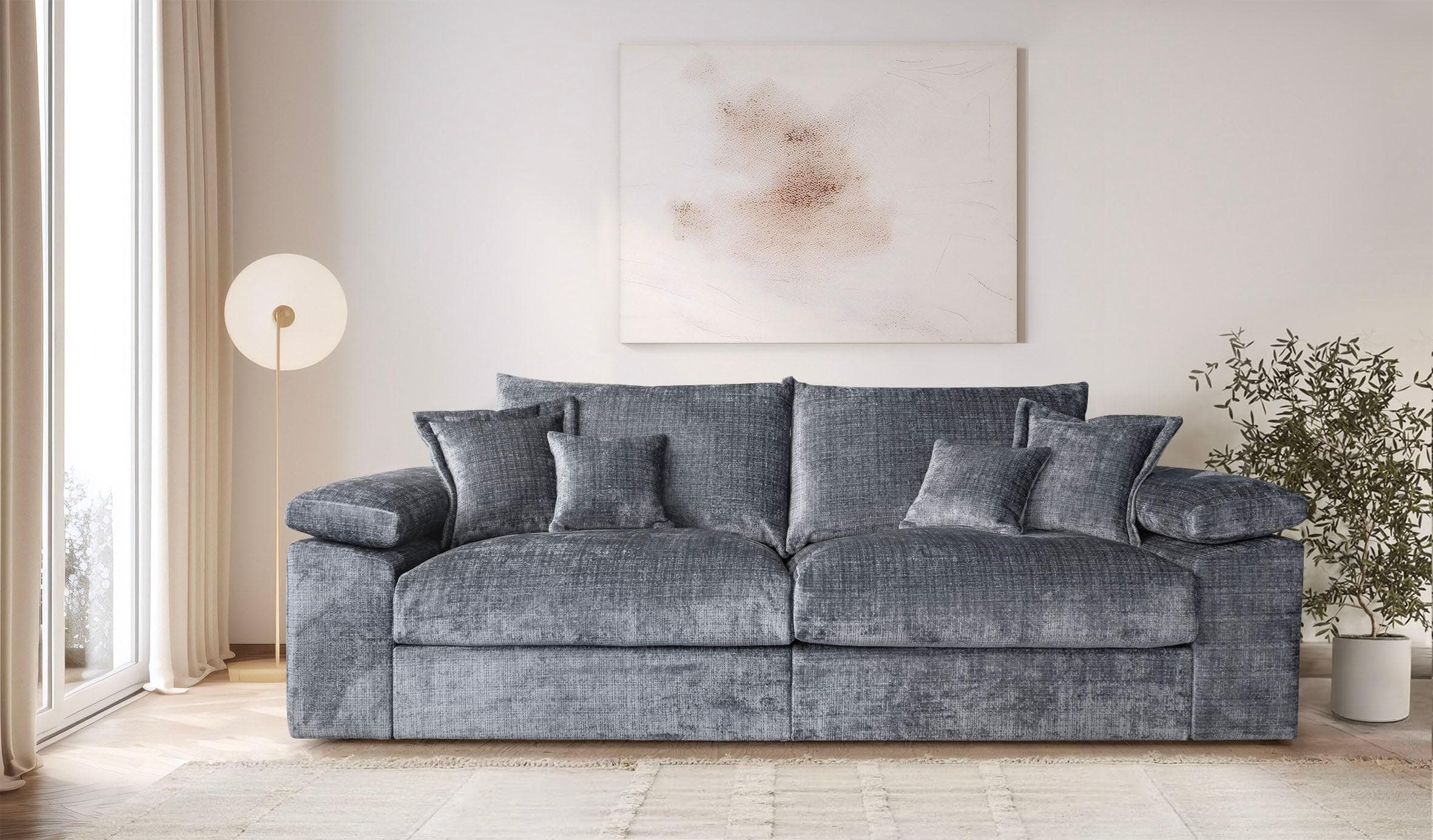 HOME AFFAIRE Big-Sofa Soft&Cosy XL Dunkelgrau mit Federkern