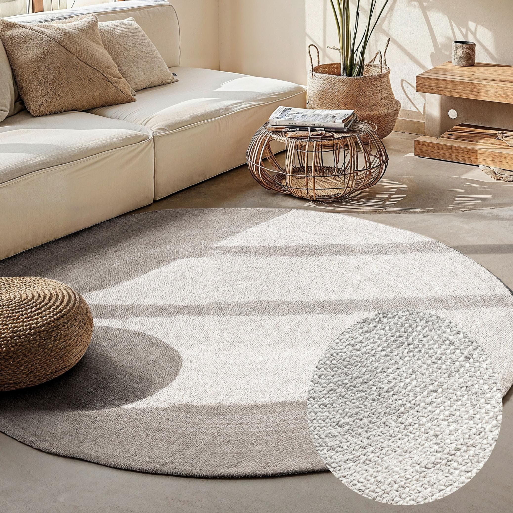HANSE Home Teppich Rangpur Juteteppich Rund Handgewebt 100% Jute Natur