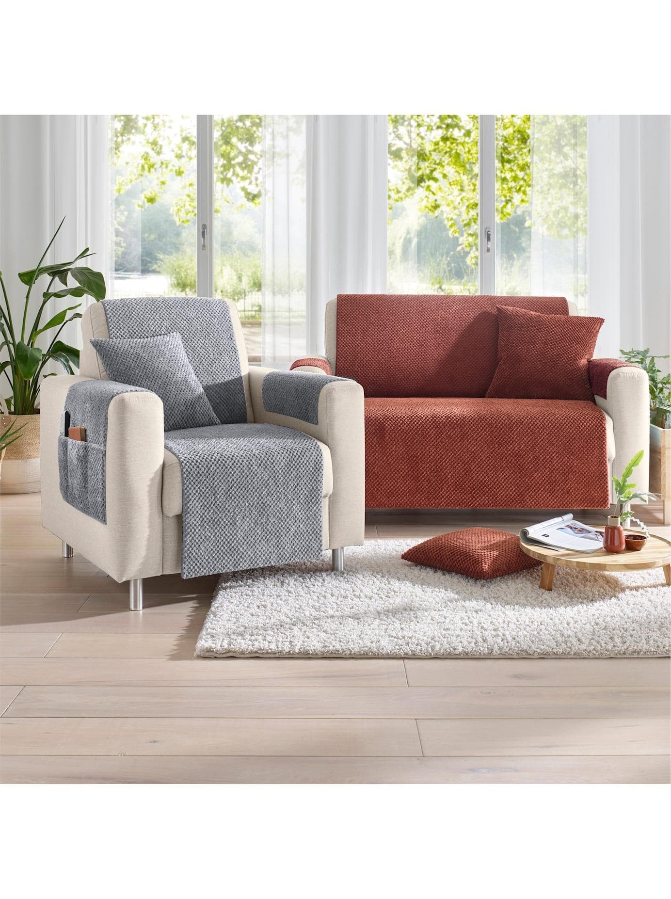 Tagesdecke Gr. 4 Rostrot 165x140 cm Polyester