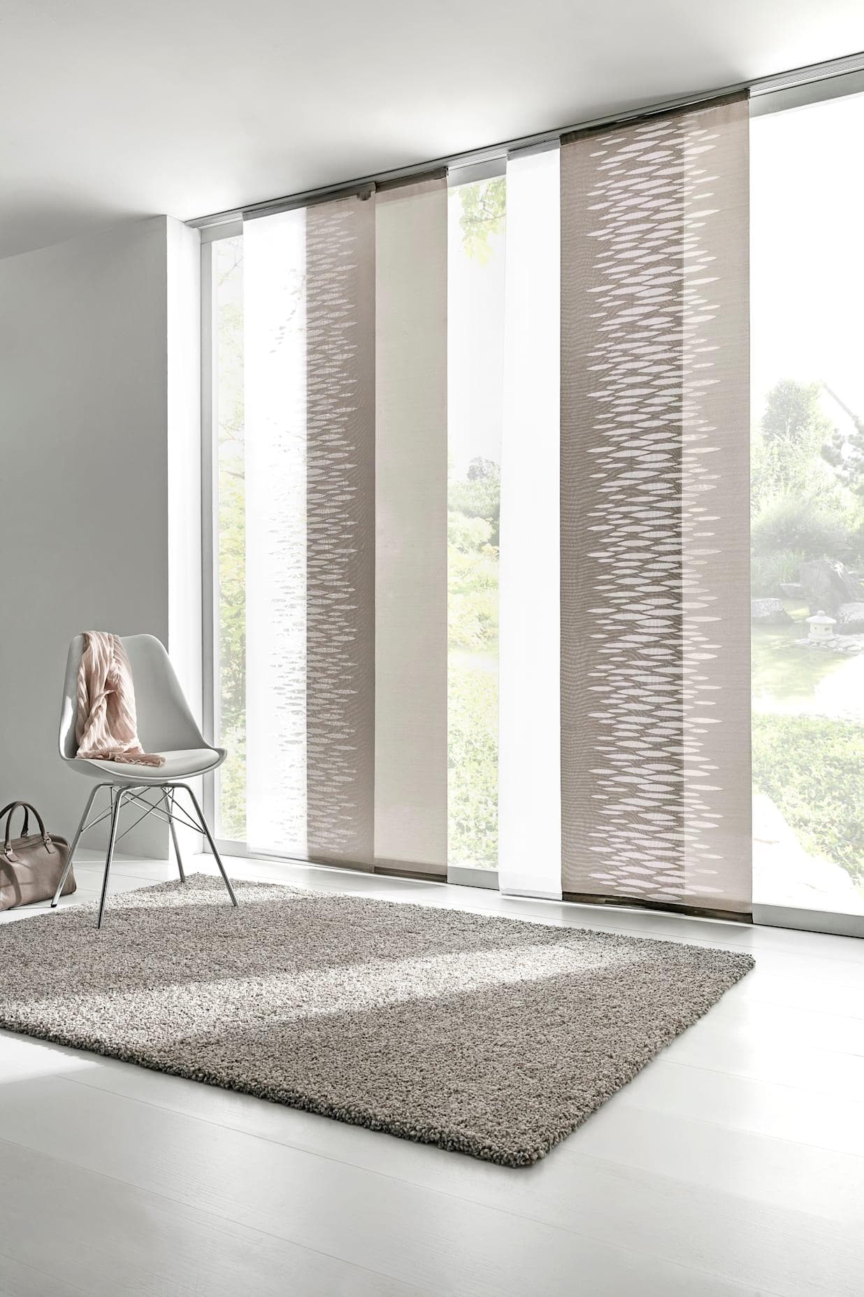 HEINE HOME Schiebegardine Weiß mit Scherli-Motiv und Flexoschiene