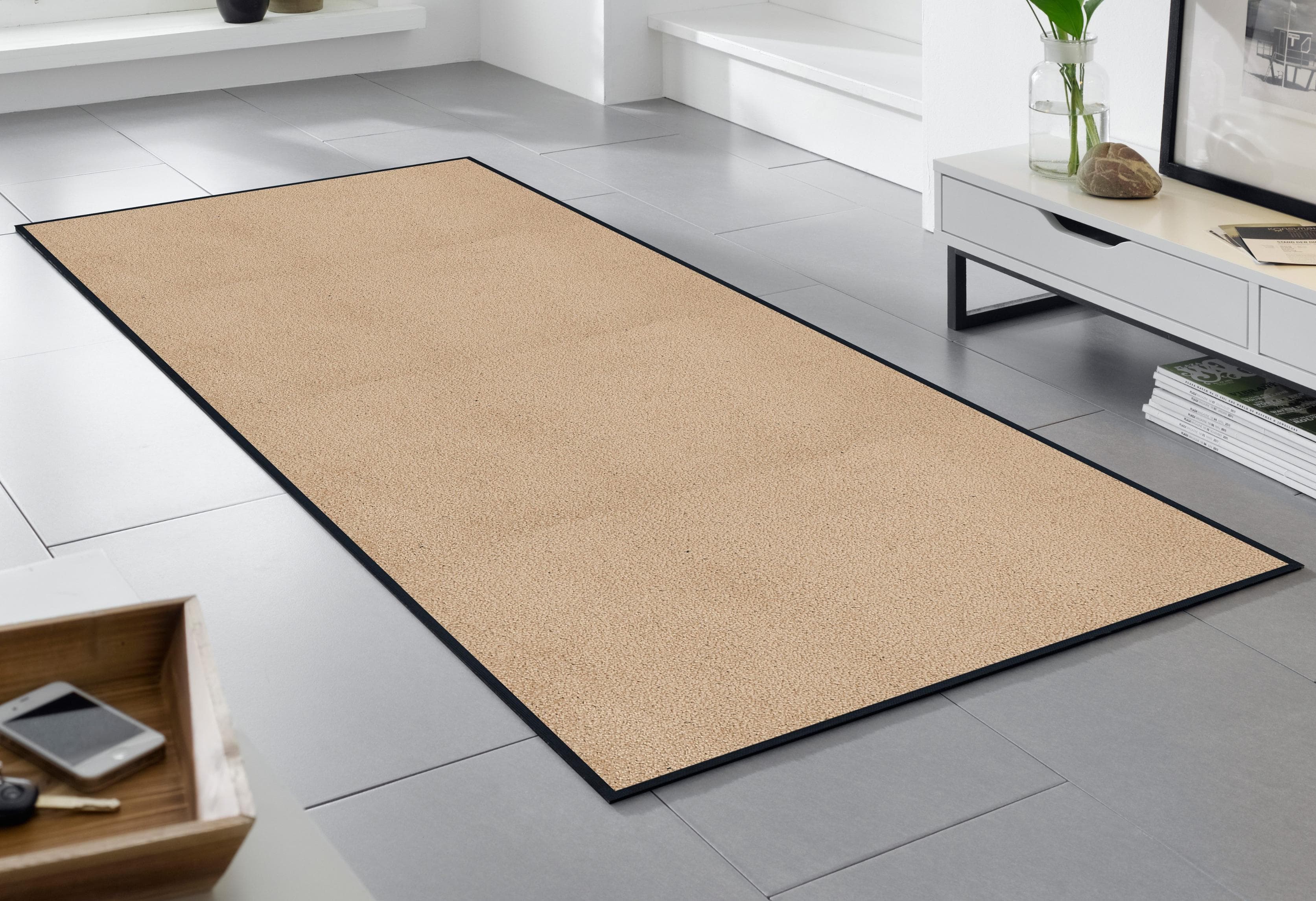 Beige Fußmatte oder Läufer aus Kunstfaser