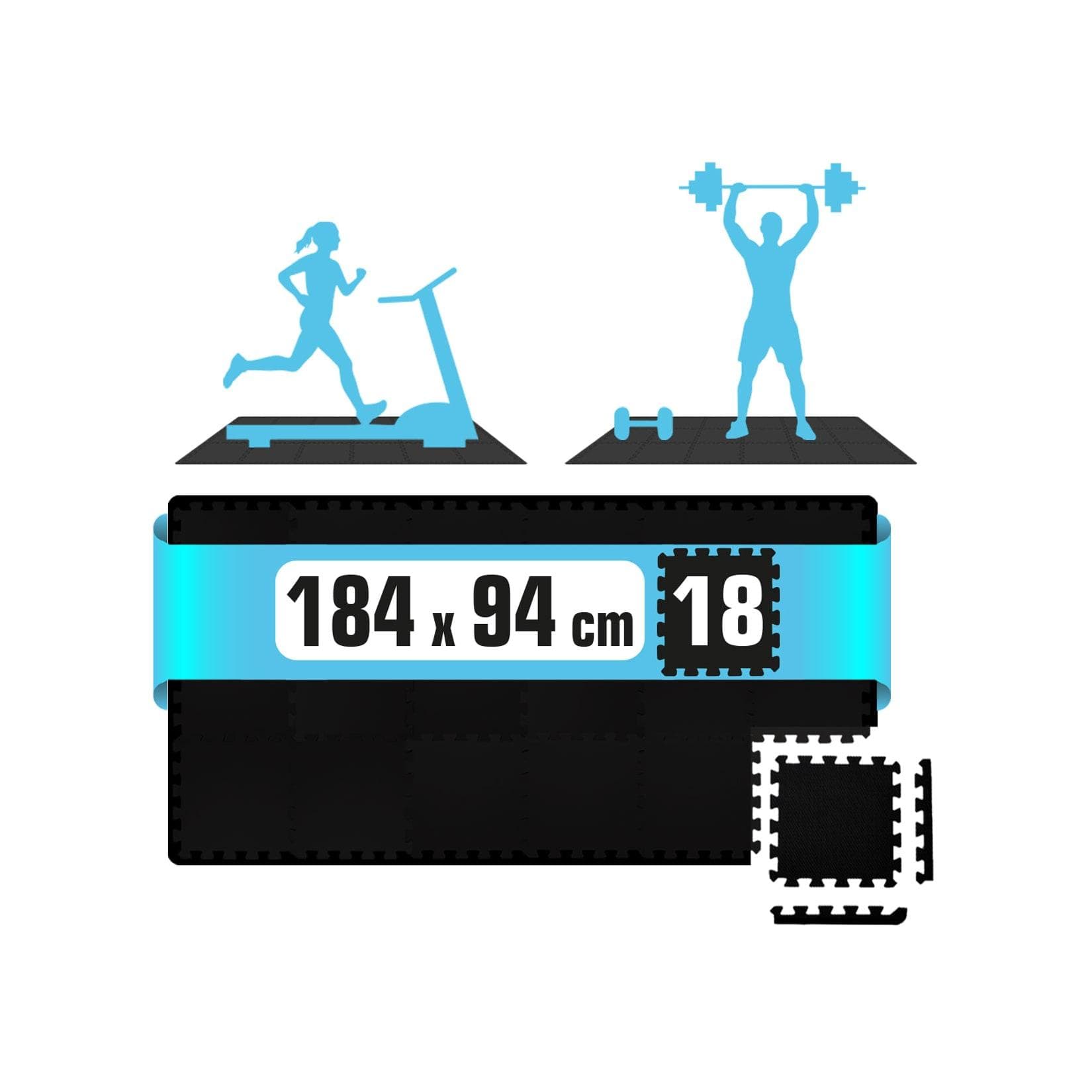 18x Fitness Bodenschutzmatte - 30x30 EVA Matte Sport Bodenmatte