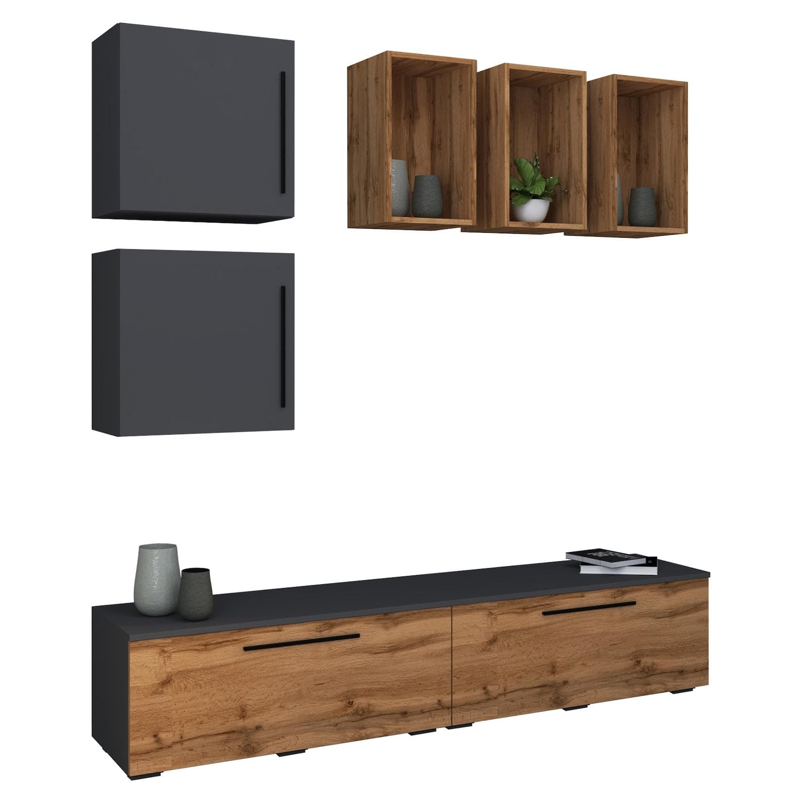 VCM Wohnzimmertisch Wohnwand Arila L braun