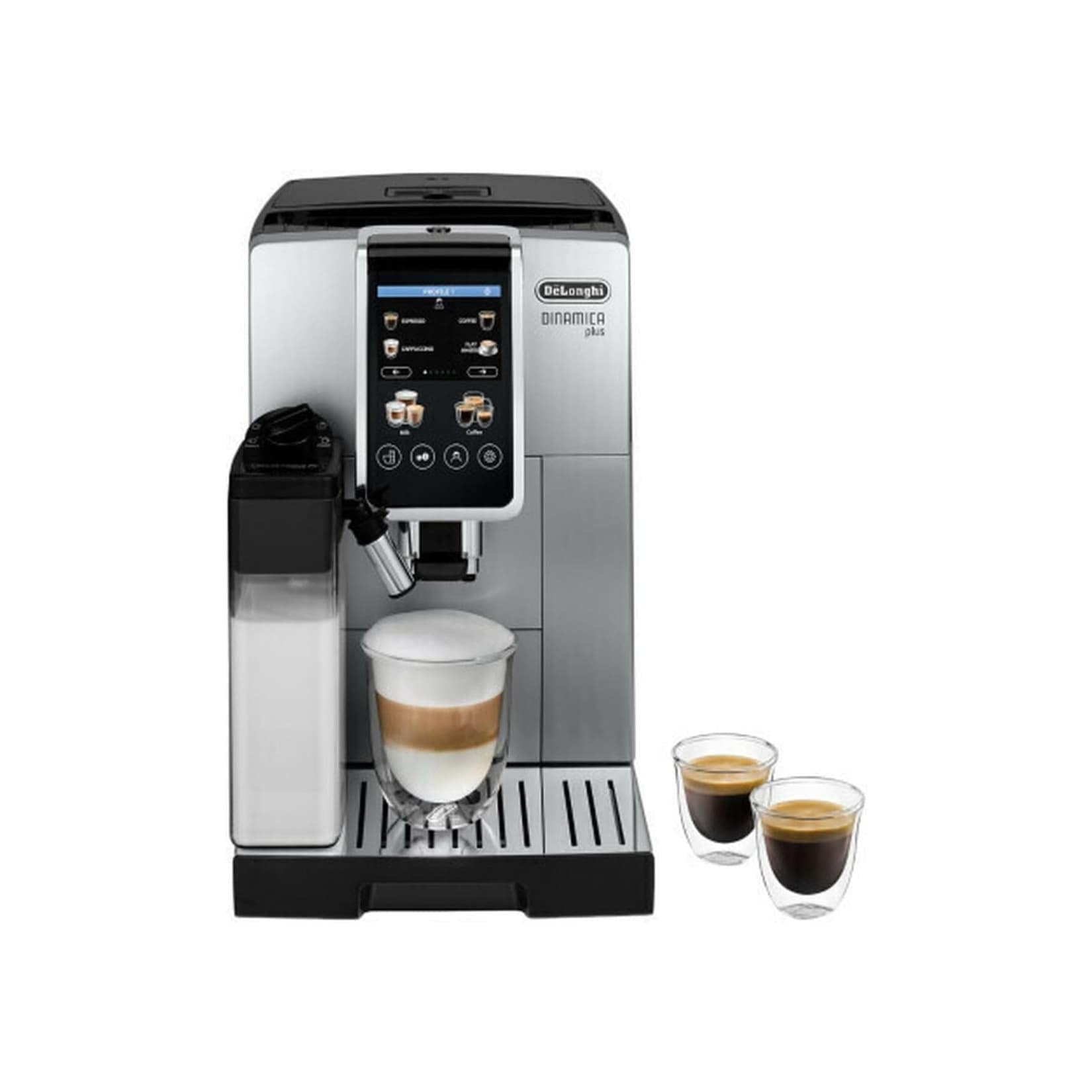 DeLonghi Dinamica Plus ECAM380.85.SB Kaffeevollautomat Silber mit Cappuccino auf Knopfdruck