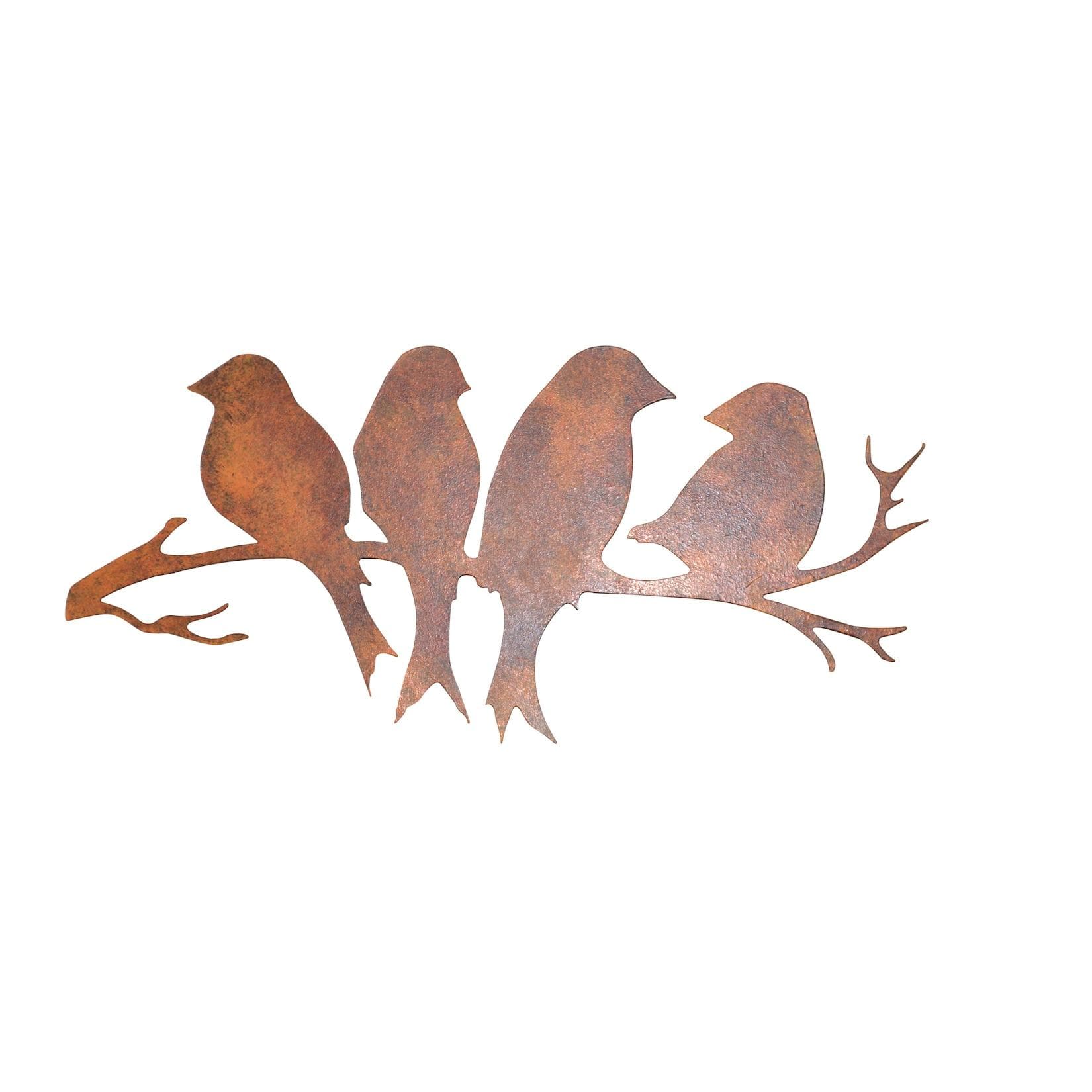 Wanddekoration Vögel auf einen Zweig - Metall, braun