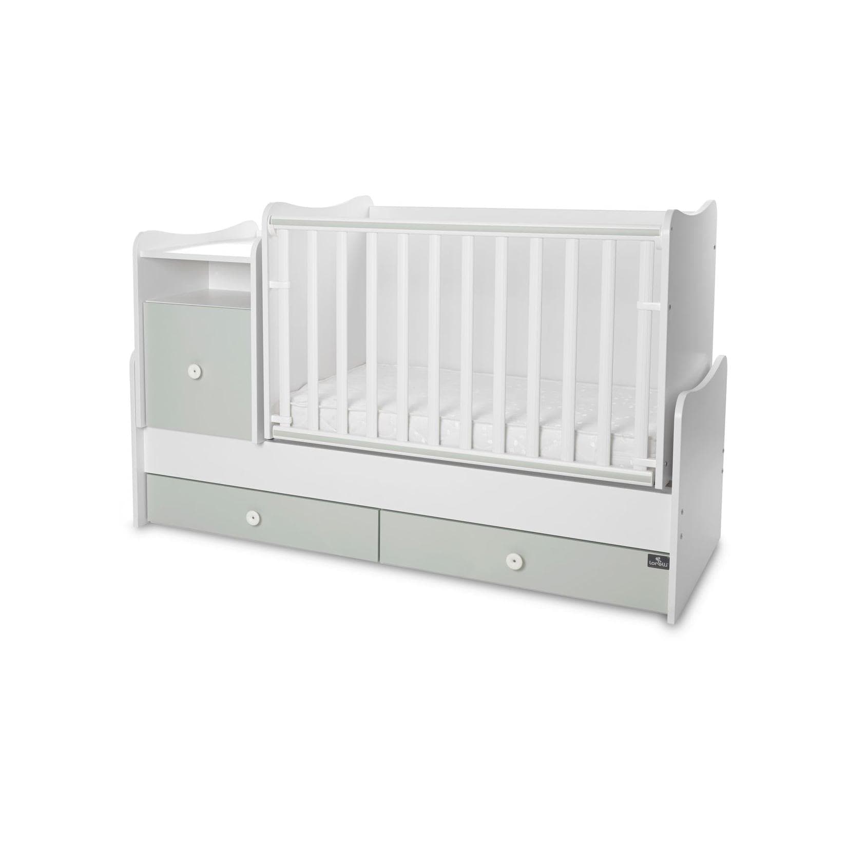 Lorelli Babybett 4 in 1 Trend Plus NEW mit Schaukelfunktion und Schreibtisch - grün