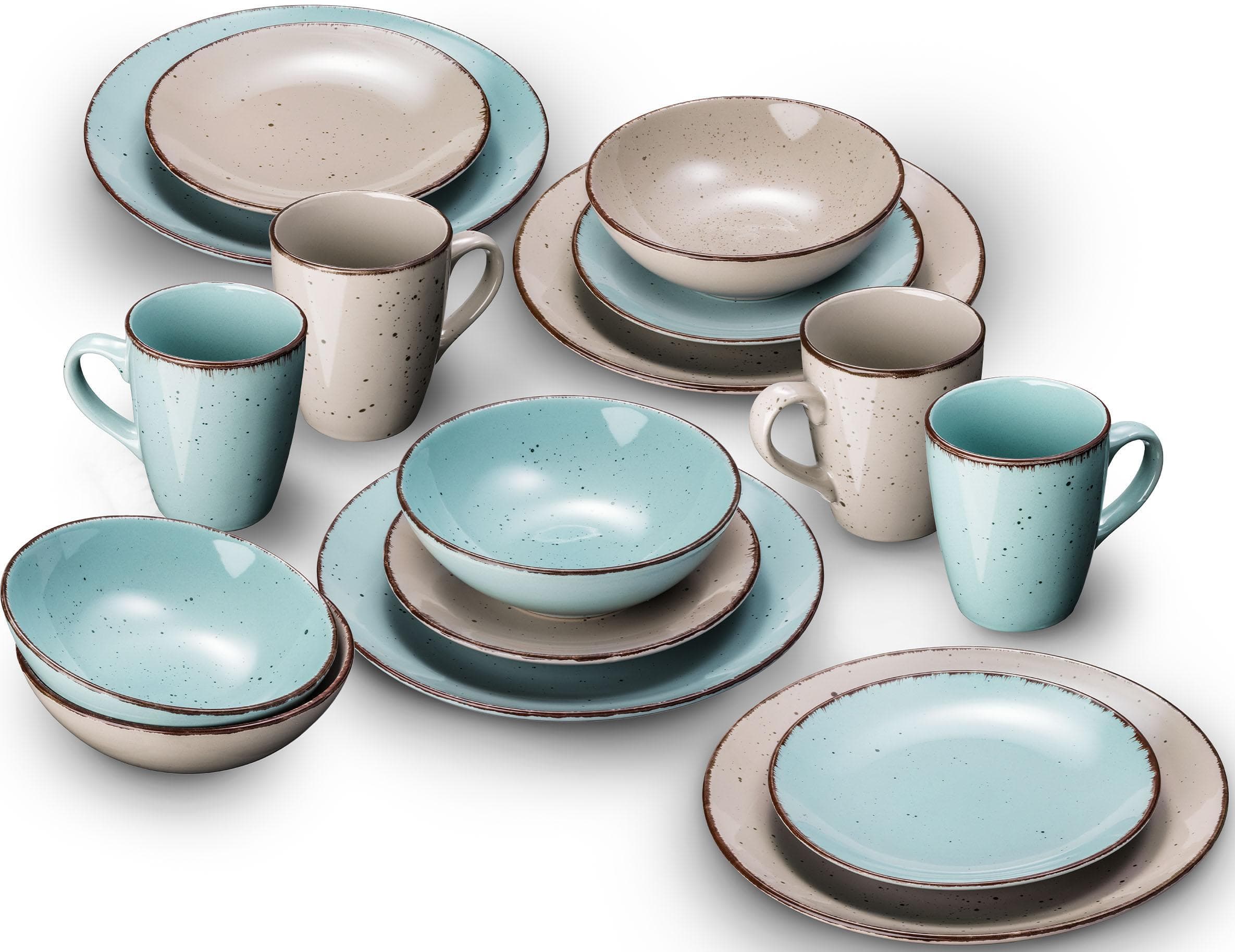 ARTE VIVA Geschirr-Set „PURO“ Türkis/Beige 32 Teile