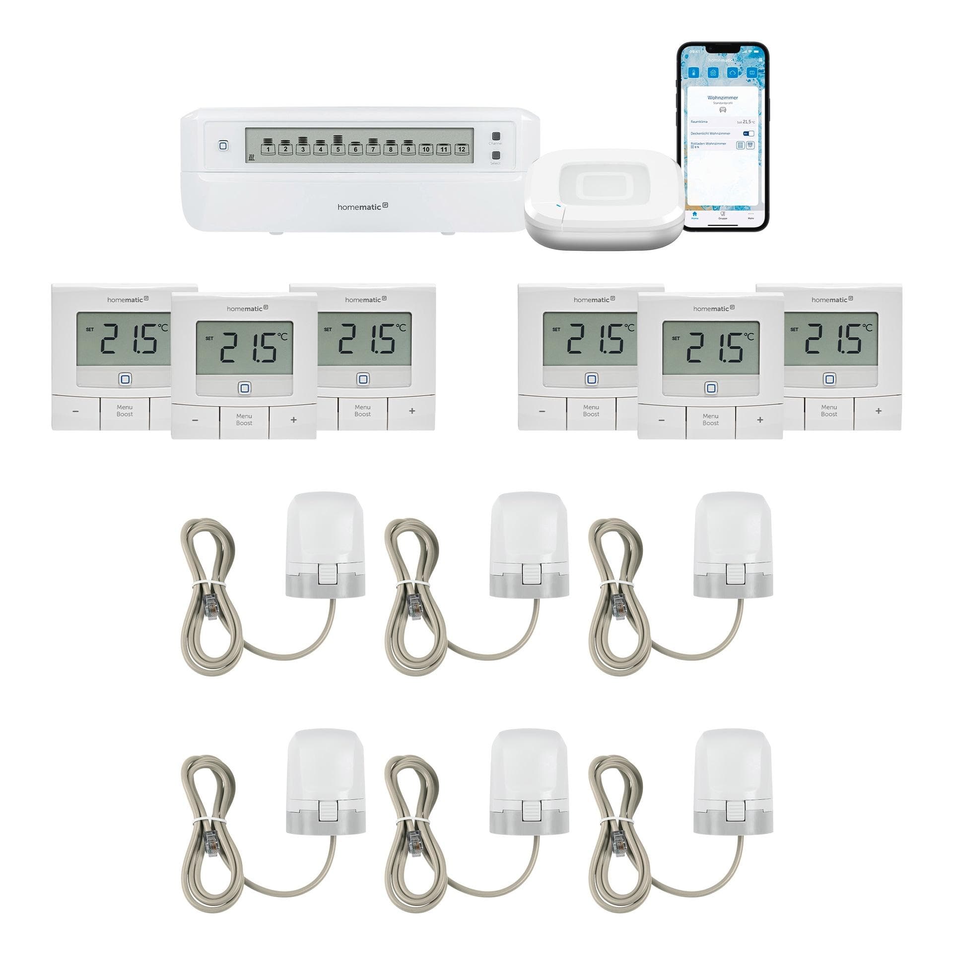 HOMEMATIC IP Smart-Home-Zubehör Starter Bundle Fußbodenheizung basic für 6 Räume