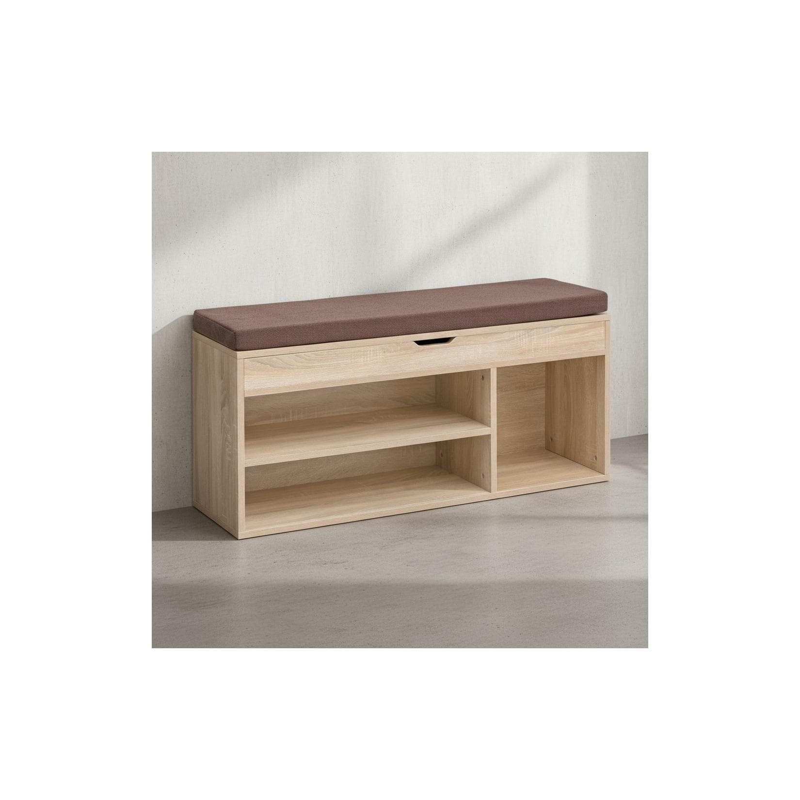 KADIMA DESIGN Garderobenbank Braun Stoffbezug mit Stauraum