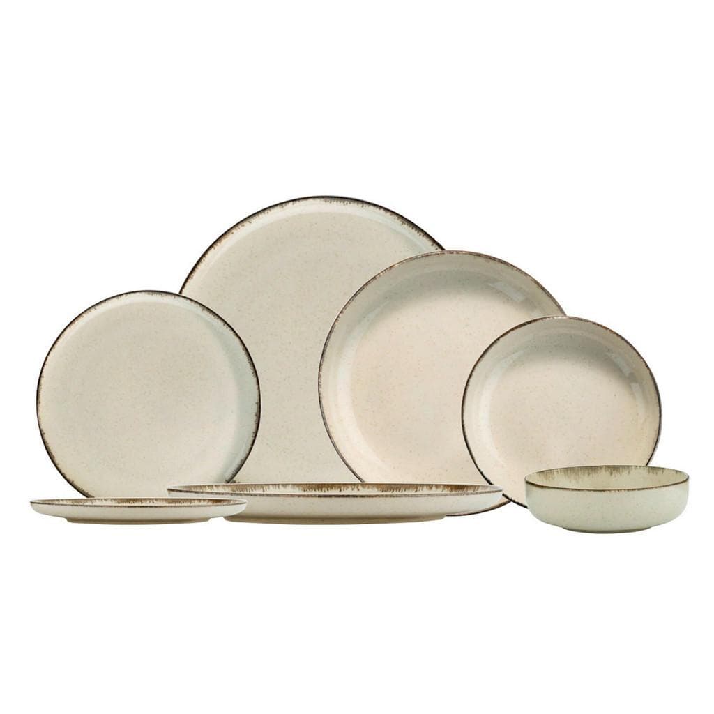 P & B Kombiservice Creme Keramik 24-teilig Uni Geschirr-Set