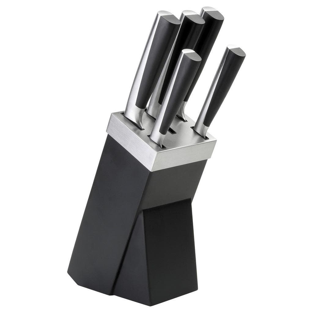 Justinus Messerblock Perfect Cut 6-teilig Schwarz Holz Metall