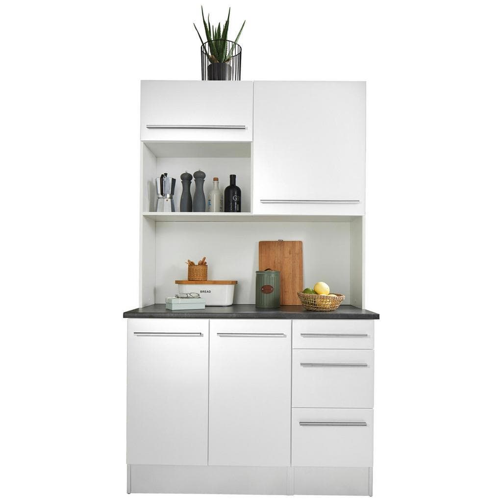 Mid.you Buffet Weiß Hochglanz Kunststoff 2 Fächer 3 Schubladen