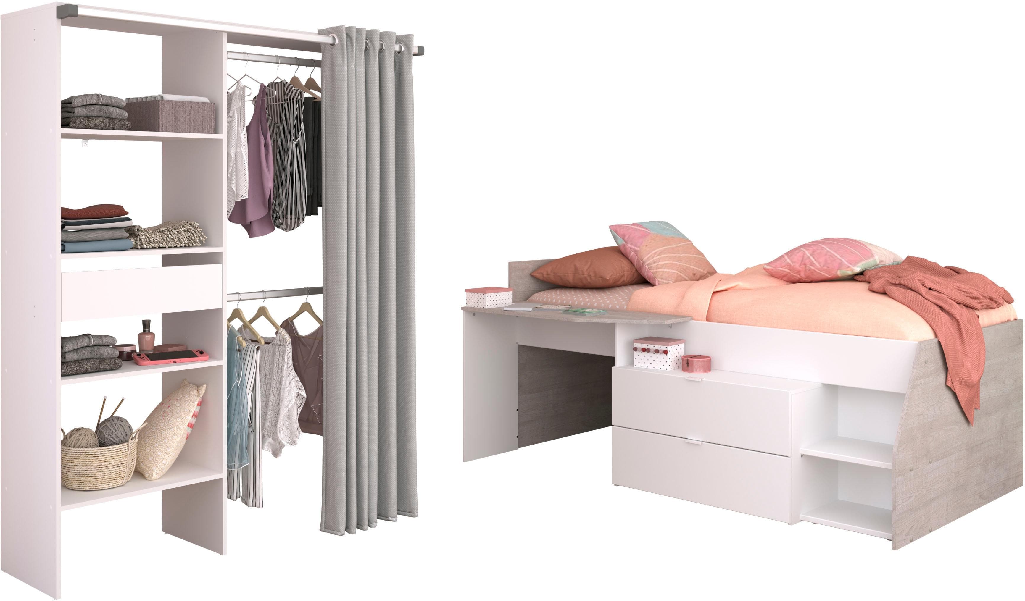 Parisot Milky 21 Jugendzimmer-Set Hochbett weiß