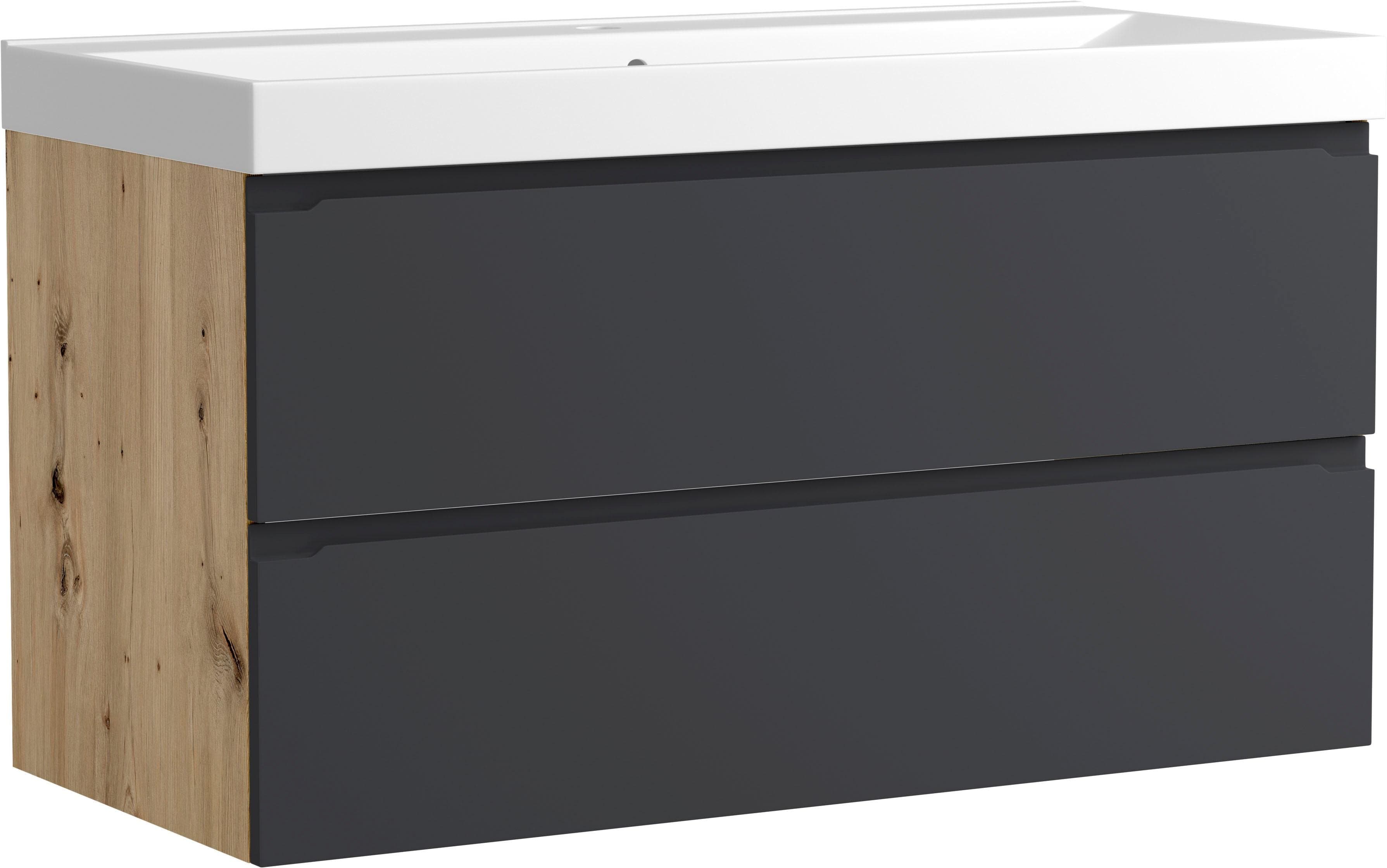 WELLTIME Waschtisch CABO matt grau mit 2 Schubladen