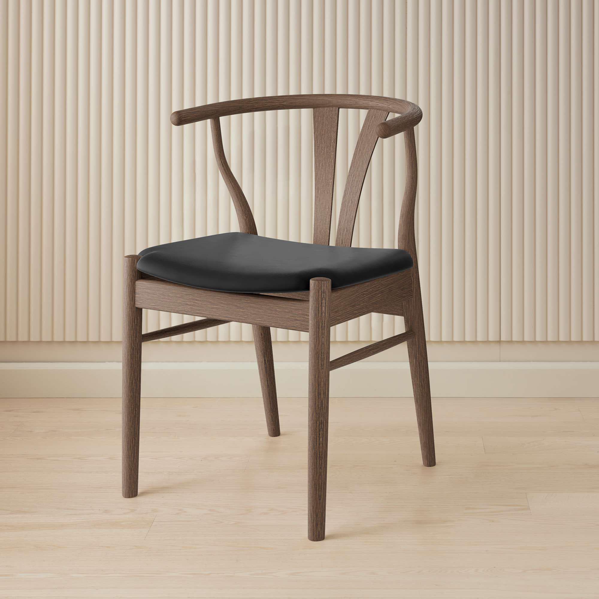 HAMMEL FURNITURE Freja Stuhl Eiche smoked geölt Schwarz Leder