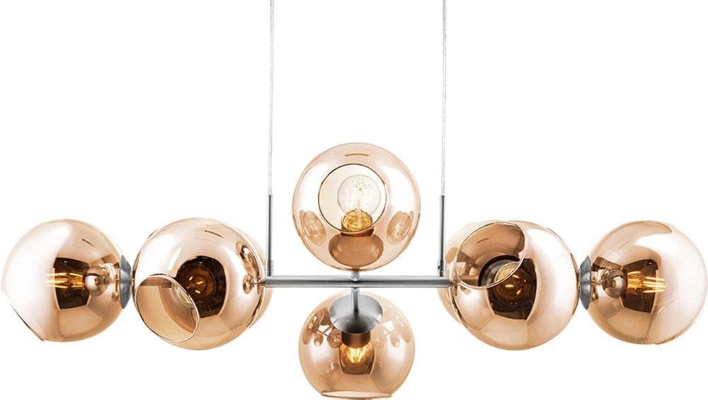 PILAR Hängeleuchte - Elegant, Nickel Matt & Amber Glas