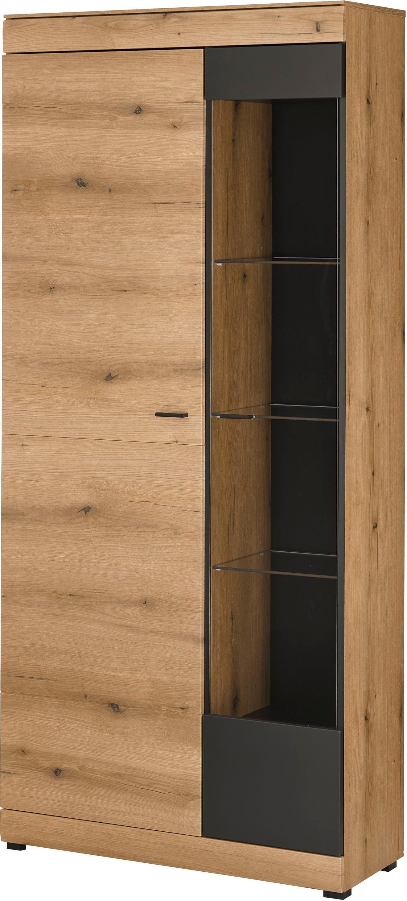 Home Affaire Vitrine Soleto Glasvitrine Eiche Eiche Schwarz