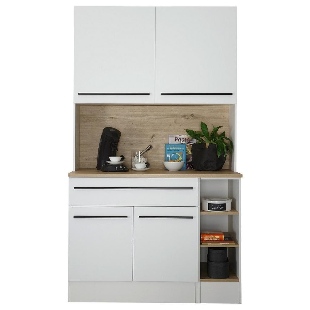 Mid.you Buffet Weiß Eiche Artisan Kunststoff 5 Fächer 1 Schublade