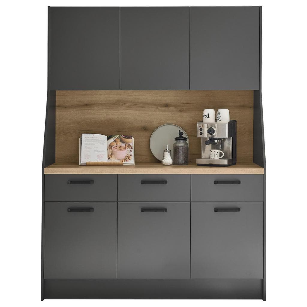 Mid.you Buffet Graphit Metall 6 Fächer 3 Schubladen