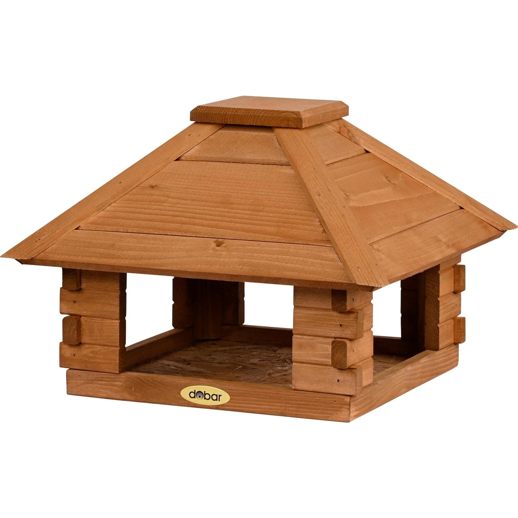 dobar Vogelhaus Blockhaus 4-eckig braun Kiefernholz
