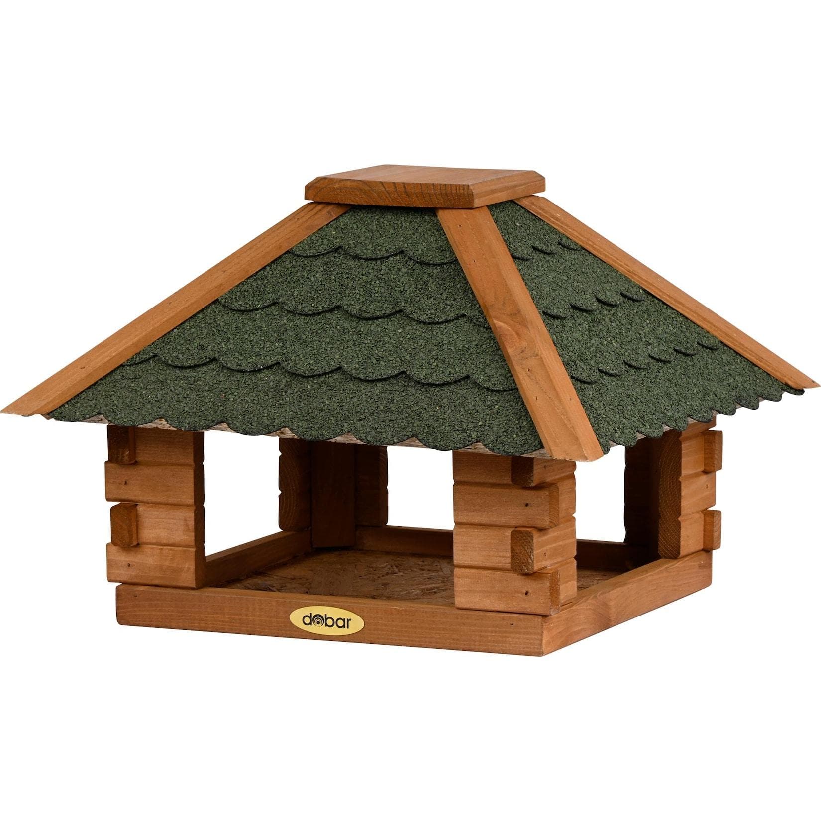 dobar Vogelhaus Blockhaus 4-eckig mit Bitumendach
