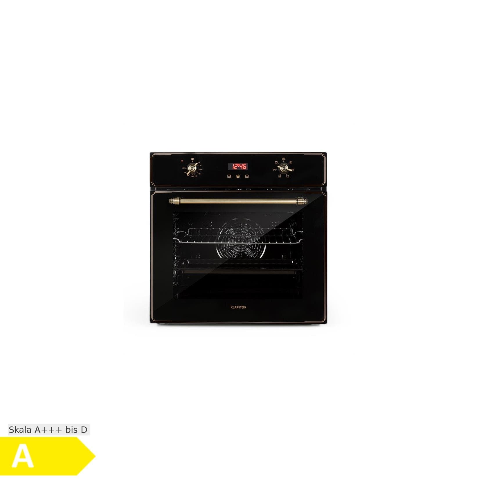 Klarstein Elizabeth Einbaubackofen Retro 70l Messingoptik Display