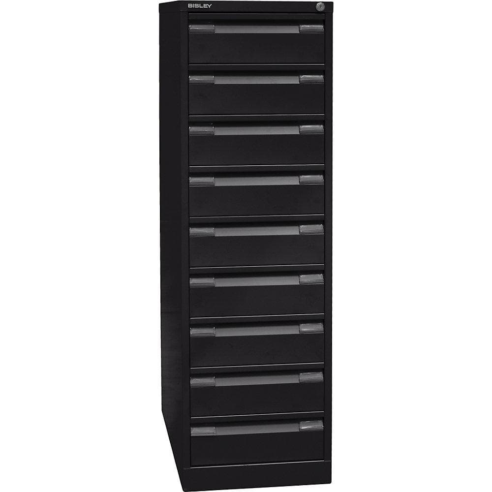 BISLEY Karteischrank 9 Schubladen Schwarz DIN A6 Stahl