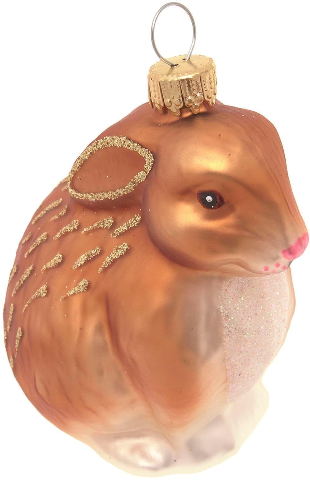 Dekohänger Hase Glas Braun Glitzerdetails Handgefertigt